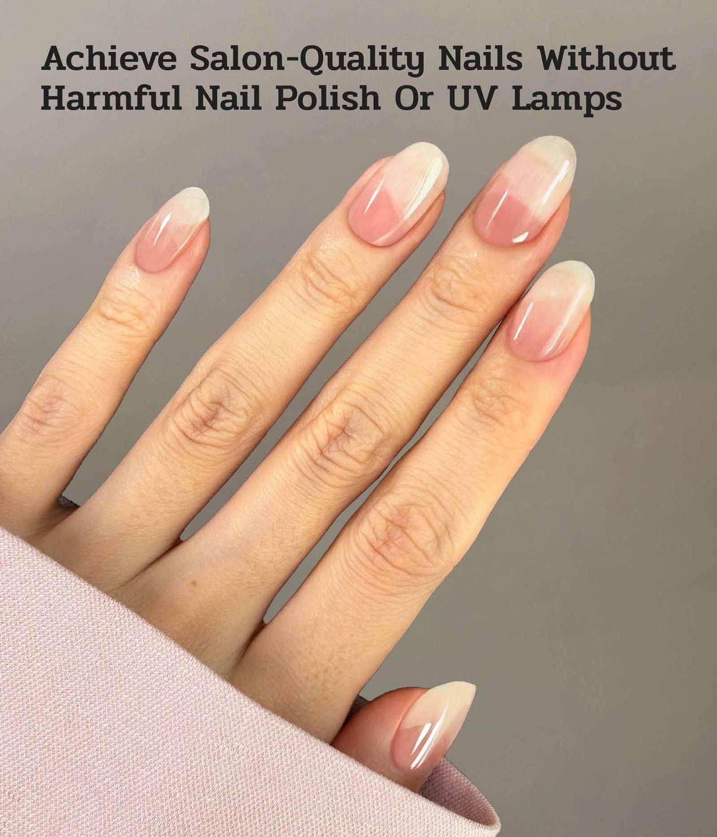 ruyeefam Nail Polish Strips (No UV Lamp Needed) - 22 Pcs Salon Quality Gel Nail Stickers - Long Lasting Wraps (Single Lip Kiss Pink)