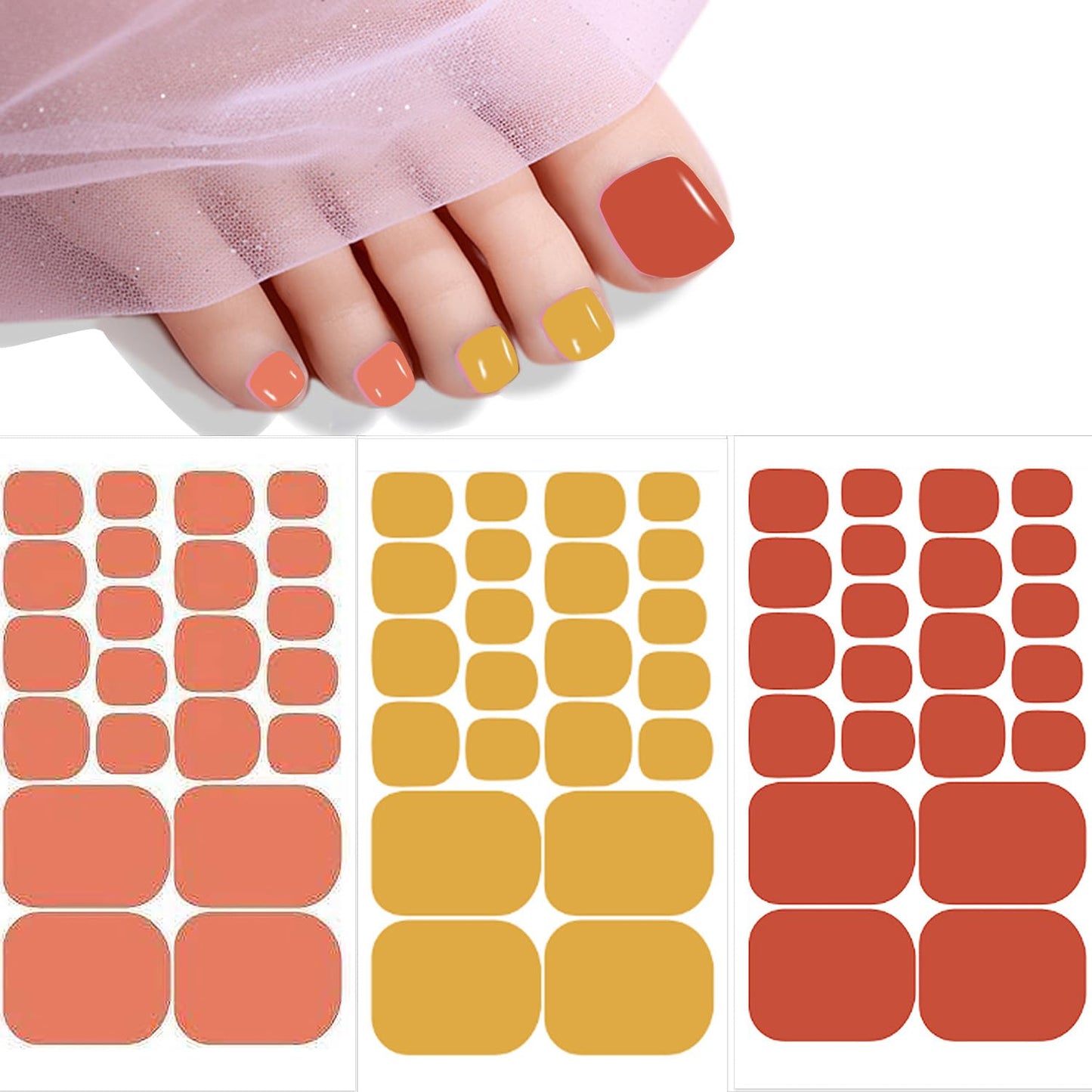 JERCLITY 440 Pieces 20 Sheets Solid Color Toenail Polish Strips Full Nail Wraps for Women Nail Art Wraps Toe Nail Stickers for Toes Nail Polish Stickers for Toenails Decals