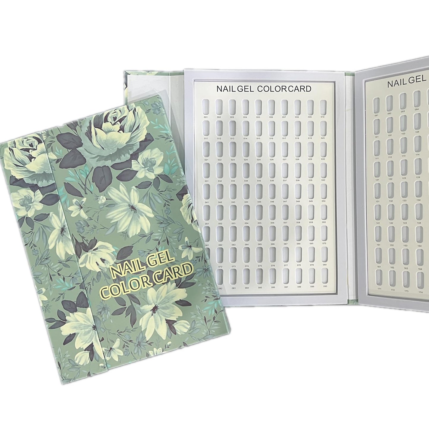 TANG SONG 2 PCS 216 Nail Colors Display Book Nail Polish Showing Board Nail Polish Display Nail Color Display Book For Nail Art Equipment (Green Flower)