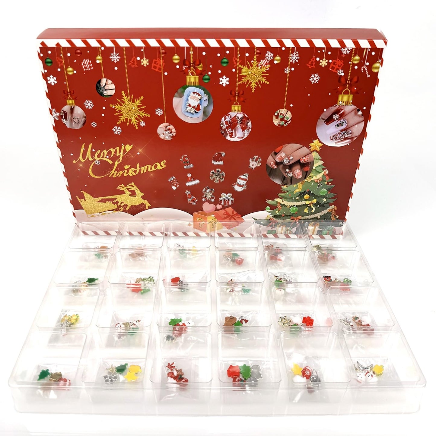 2025 Nail Advent Christmas Countdown Calendar, 24 Days Surprise Calendar Nail Art Accesseries Box for Wife Lovers Girlfriend Friends , Perfect DIY Creative Nail Decoration Box Set, DIY Nail Crafts Set advent calendar 2025
