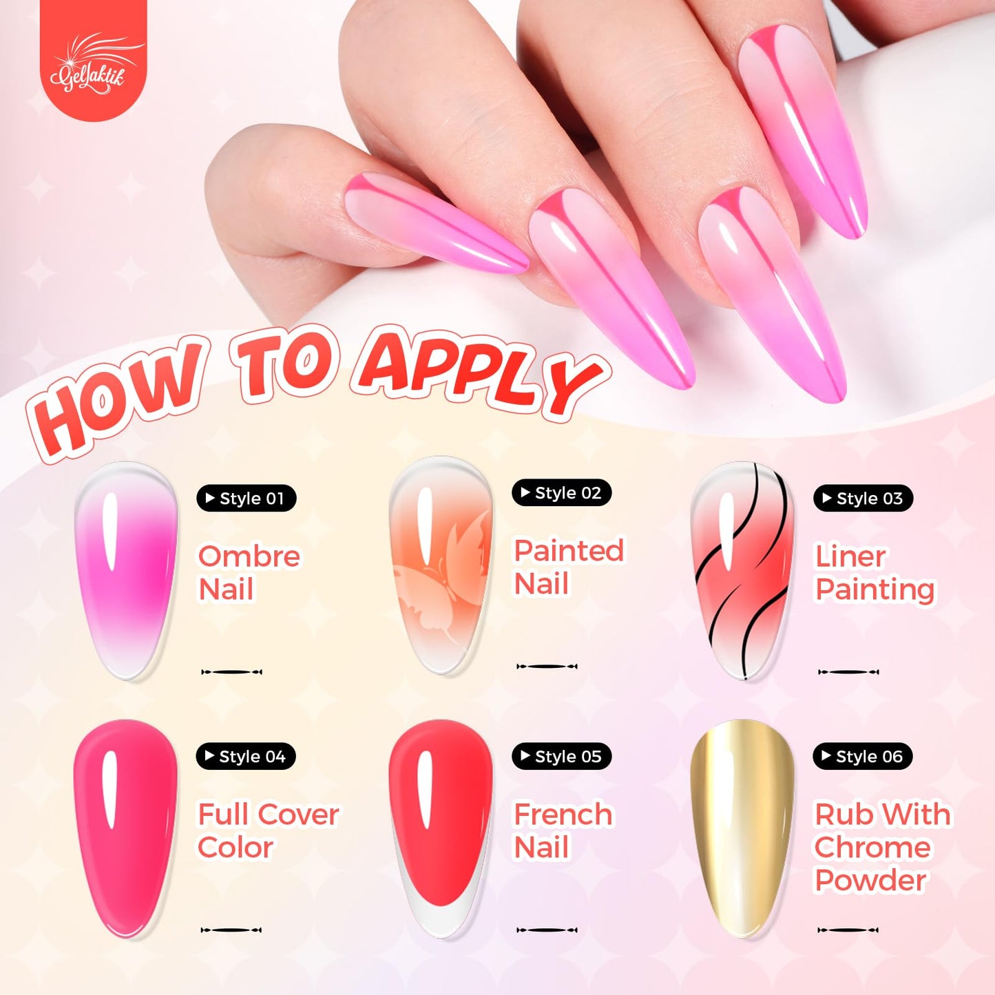 GELLAKTIK Sponge Pat Painting Gel, 16 Colors Ombre Gel Nail Polish for Ombre Nails Aura Nails, French Manicure DIY Nail Art High-glossy DIY Palette Cloud Fluff