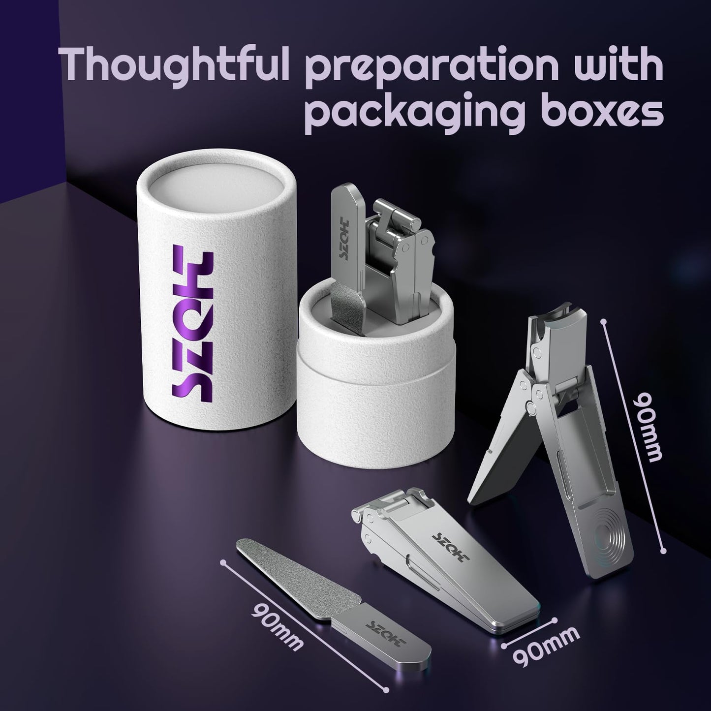 Toenail Clippers, SZQHT Foldable Nail Clippers for Thick Nails, Men, Women & Seniors – Heavy-Duty Stainless Steel German Design with Nail File,Toe Nail Clippers
