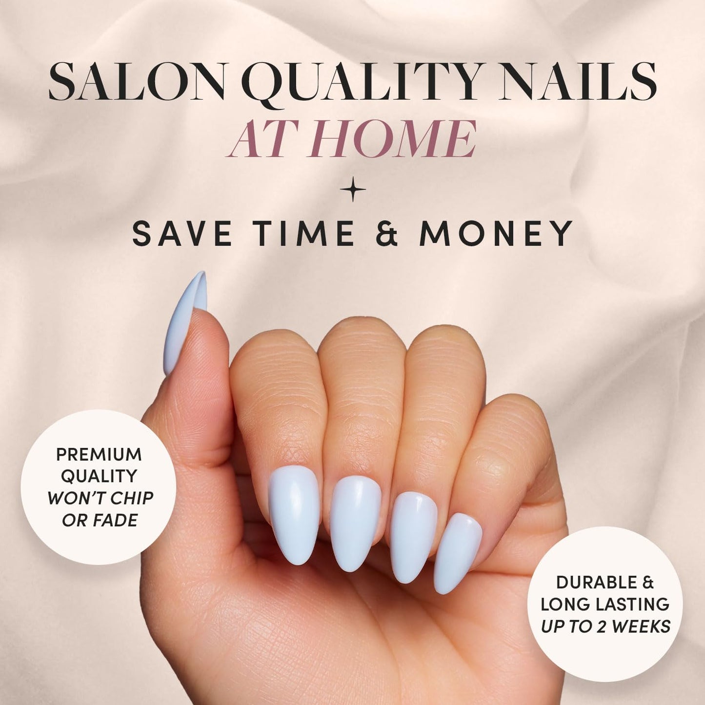 Glamnetic Press-On Nails Bundle - Blueberry Milk & Merlot | Opaque Light Blue Short Almond Nails | Matte Short Almond Dark Red Nails with Glossy French Tips | Reusable, Salon-Quality Nail Kits