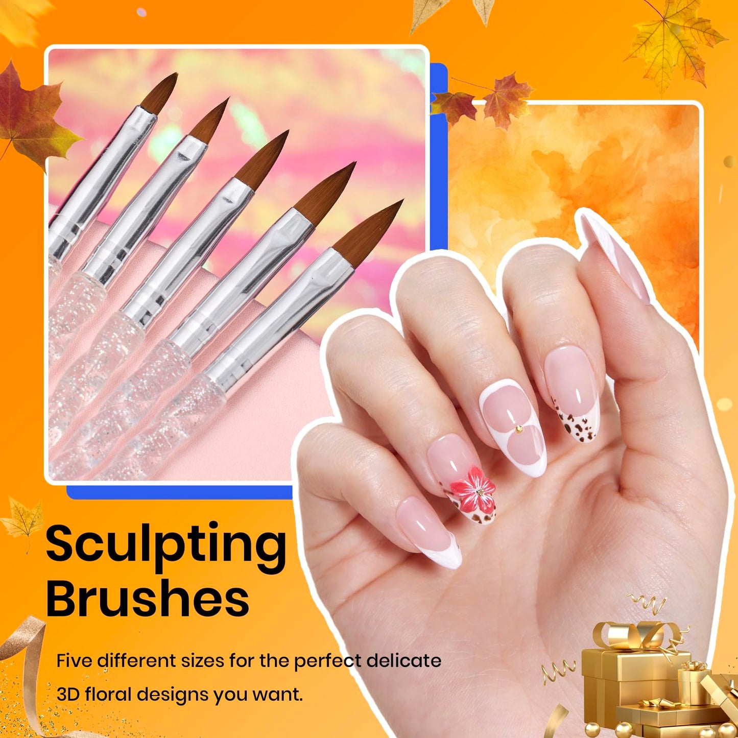 Beetles 31pcs Nail Art Brushes, Nail Art Pens, Dotting Tools, Dust B & French Tip Tool: Stamp Gel Silicone Nail Stamp Kit with Long Silicone