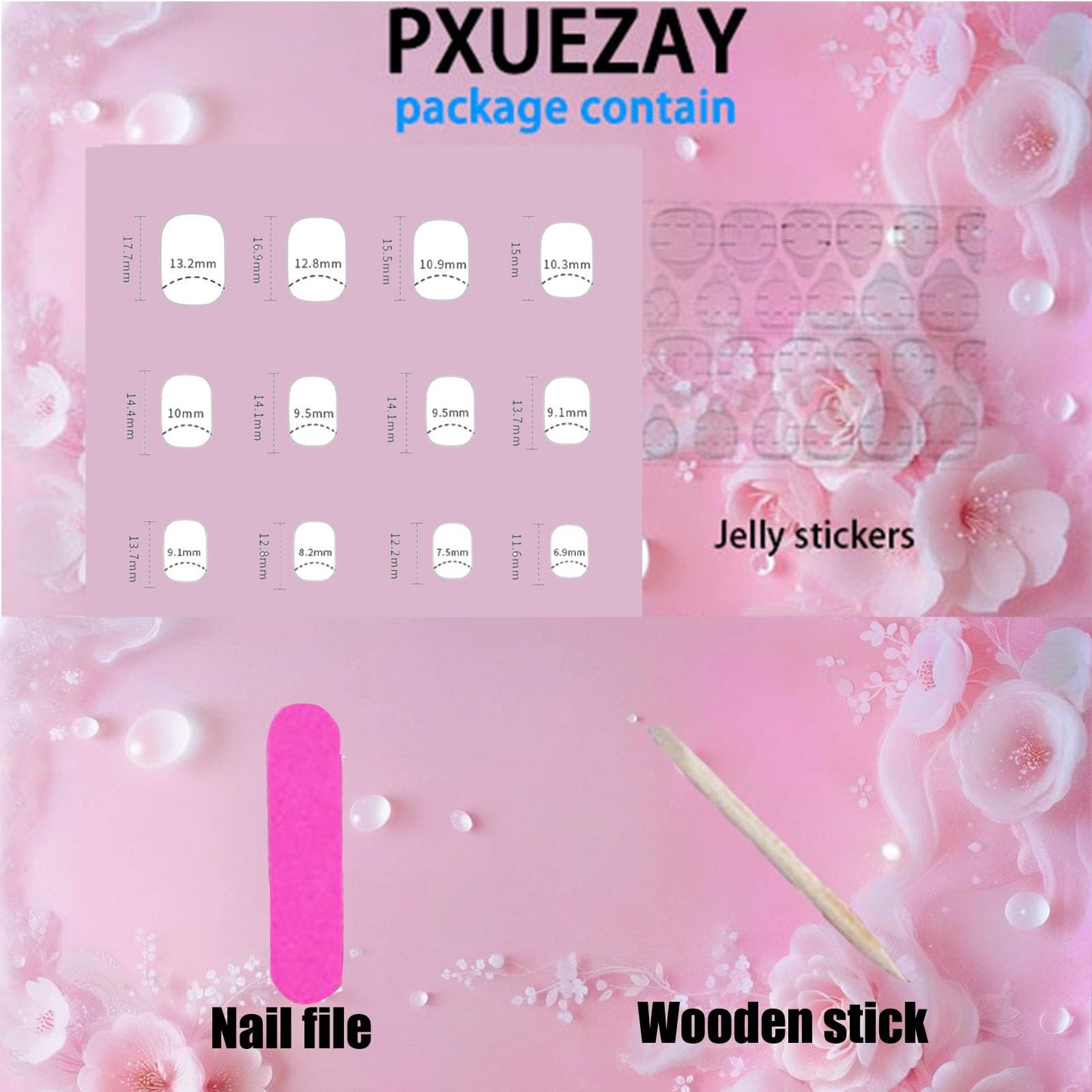 Almond Press on Nails Medium Fake Nails with Pearls Rhinestones Butterfly Designs Glossy Glue on Nails Press ons Pink Full Cover Artificial Stick on Nails for Women 24Pcs