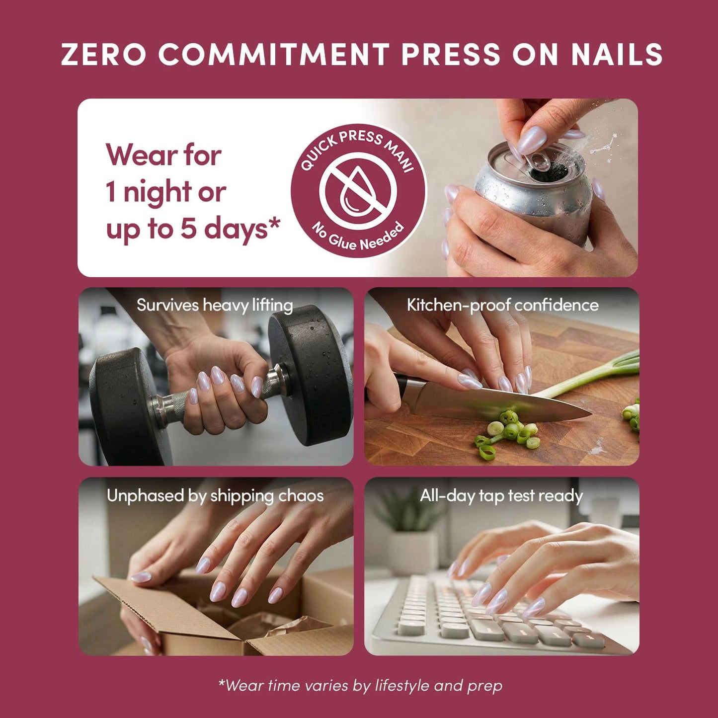 Glamnetic Quick Press Mani Bundle - No Glue Press On Nails, Just Peel and Stick | Nude Glazed, Sparkly Moss & Ocean Prism | Mess Free Salon Quality Stick On Nails | Oval & Almond Extra Short Nails