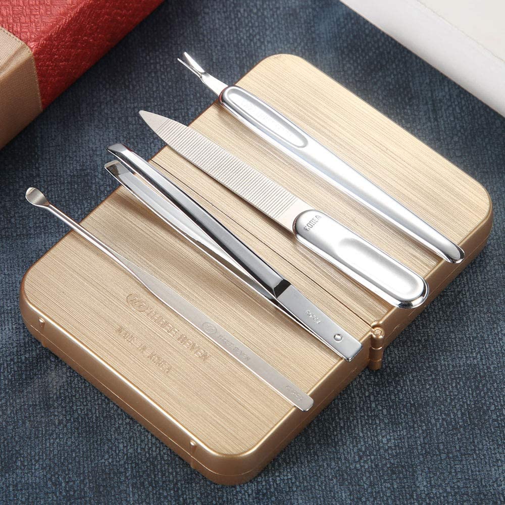 Korean Nail Clipper! World No. 1, Three Seven 777 Travel Manicure Pedicure Grooming Kit Set Made in Korea, Since 1975 (4112GC)