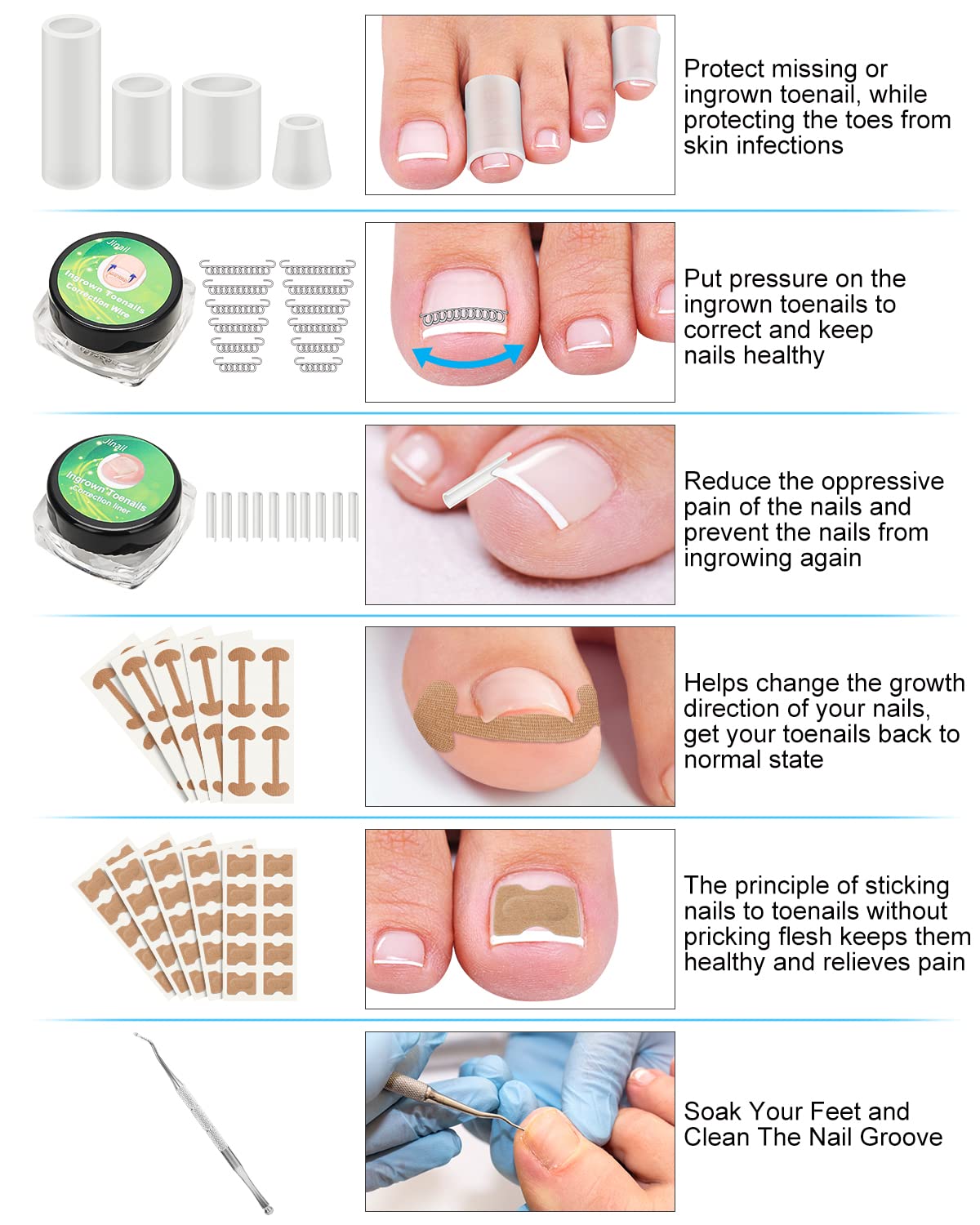 BLATOWN Ingrown Toenail Removal Kit, Ingrown Toenail Treatment, Ingrown Toenail Corrector Tools Come with Podiatry Toenail Braces, Ingrown Toenail Corrector Strips and Patch for Toe Pain Relief