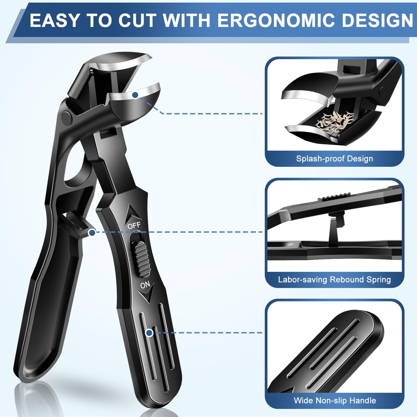 Toenail Clippers for Seniors Thick Toenails, Angled Head Large Toe Nail Clippers for Men, Ultra Wide Jaw Opening Nail Clippers Set, Sharp Heavy Duty Precision Stainless Steel Nail Cutte