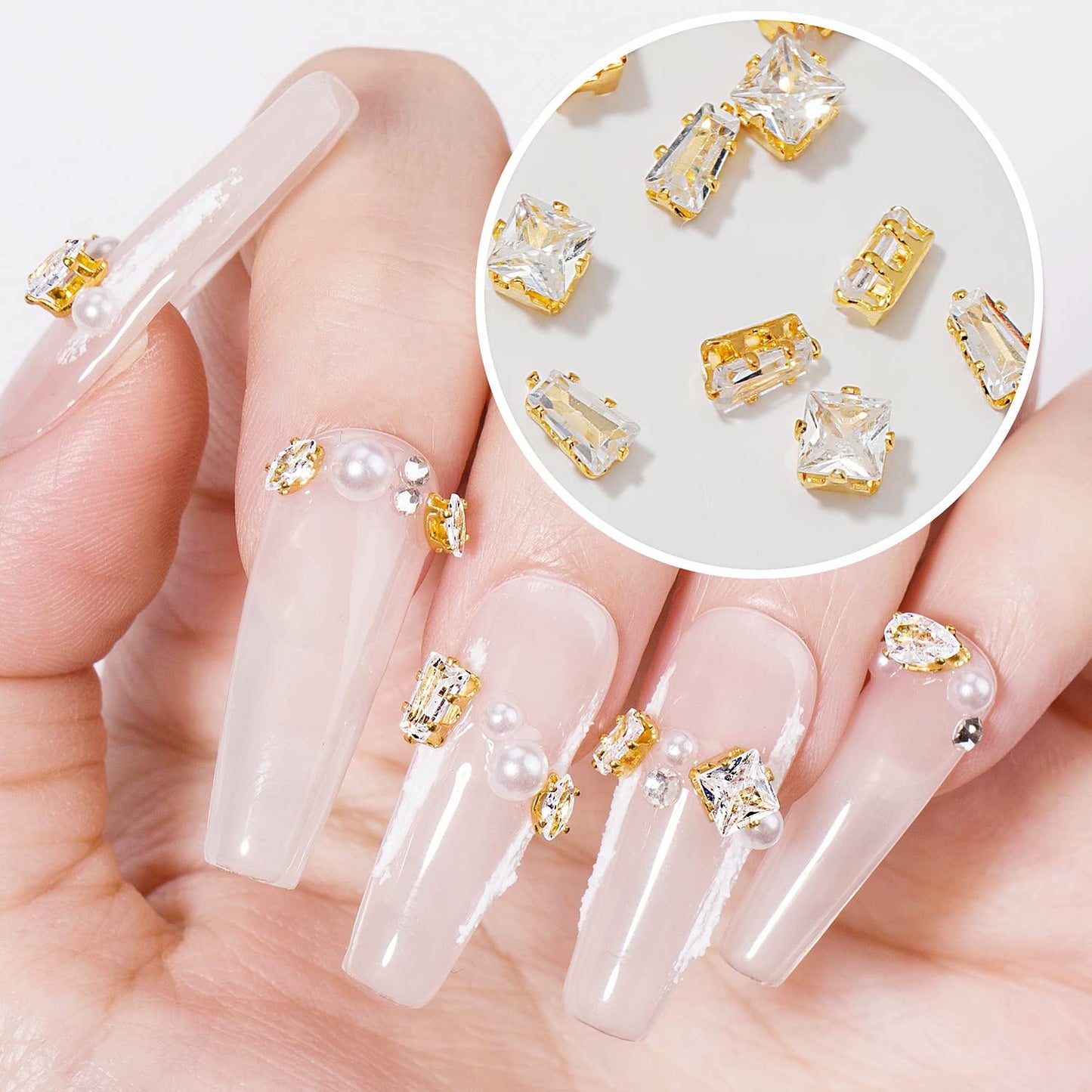 120Pcs Metal Nail Art Zircon Charms Gold Silver Sparkling Nail Charms Gems Rhinestones Glass Resin Jewelry Flatback Diamonds for Nail Art and Decoration DIY Manicure
