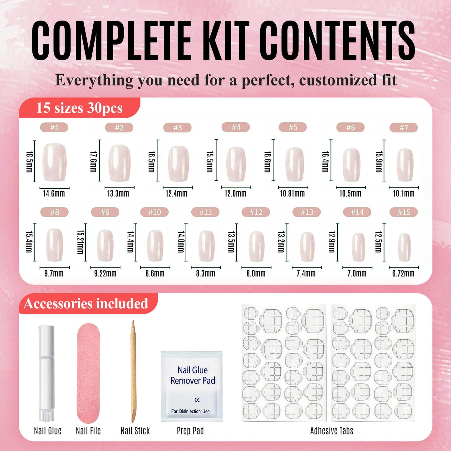 Bioday Bright White Press on Nails Short Square, Soft Gel Fake Nails Press on with Glue, 30Pcs Reusable Stick on Nails in 15 Sizes, Salon Quality False Nails for Women Spring Summer Vacation Gift