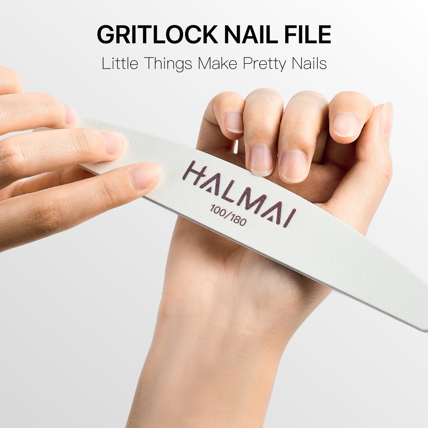 HALMAI 12PCS Nail Files 100/180 Grit, Emery Boards - Reusable Double Sided Professional Manicure Kit, 12-Pack of Nail File Buffers for Natural & Acrylic Nails at Home or Salon