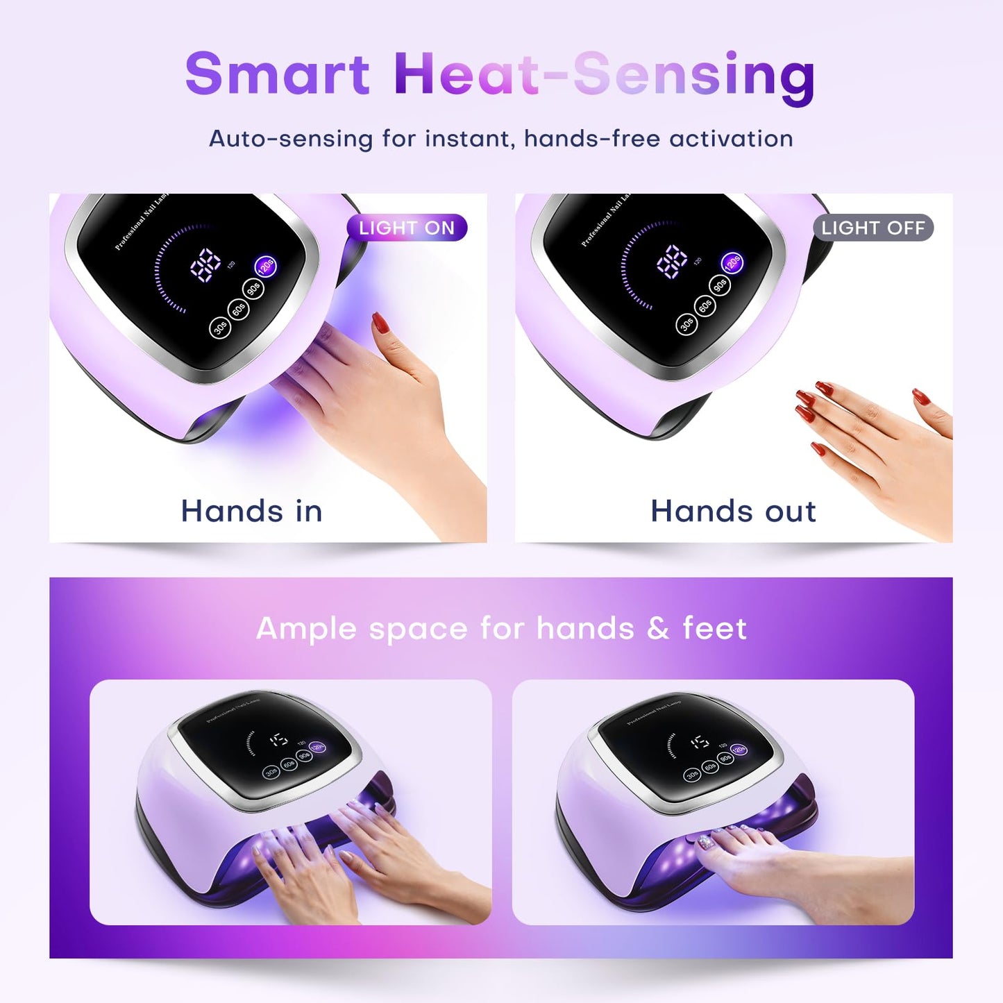 Gugusure UV LED Nail Lamp, Upgrade 180W Nail Dryer for Gel Polish with LCD Display, Auto Sensor and 4 Timer Settings, Professional Curing Lamp Light with 42 Beads for Salon and Home