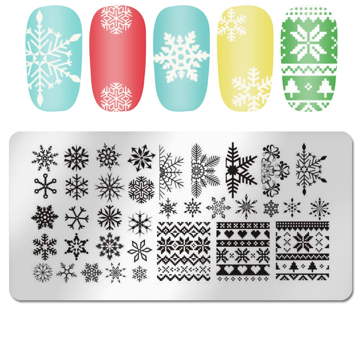 DANNEASY 6 Pieces Christmas Nail Stamping Plate Nail Stamps Snowflake Santa Claus Nail Stencils Holiday Plates for Nails Design Manicure Template Acrylic Nail Art Accessories