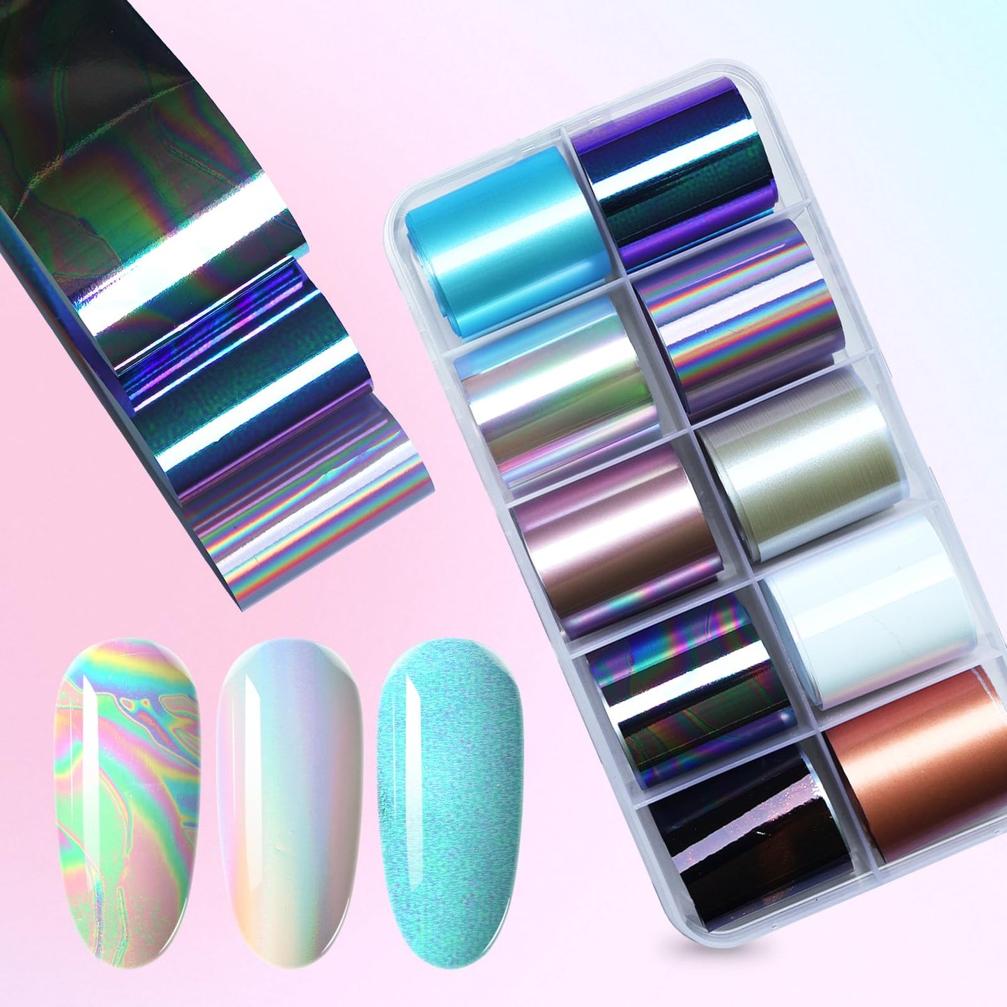AddFavor Transfer Nail Foil Holographic Nail Art Sticker Decals Transfer Foils for Women Girls, 30 Roll