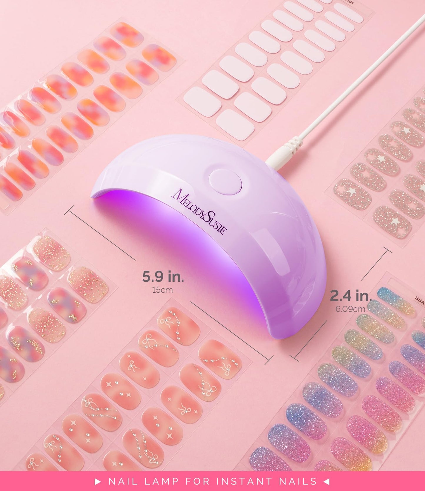 MelodySusie Pocket-Sized LED UV Nail Lamp with Ultra-Lightweight Design, P-ART04 UV Light Cures All Soft Gels at Home, Especially Instant Nails, Half-Cured Gel, Base Coat & Top Coat (Purple)