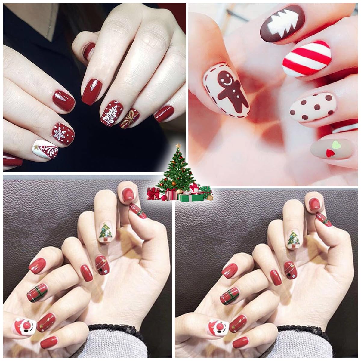 YECIRALA 20 Sheets Christmas Nail Wraps Stickers Stick On Nail Polish Strips For Women Girls Christmas Tree Reindeer Nail Stickers Nail Polish Stickers For Nails Gel Nail Strips Self Adhesive Decals