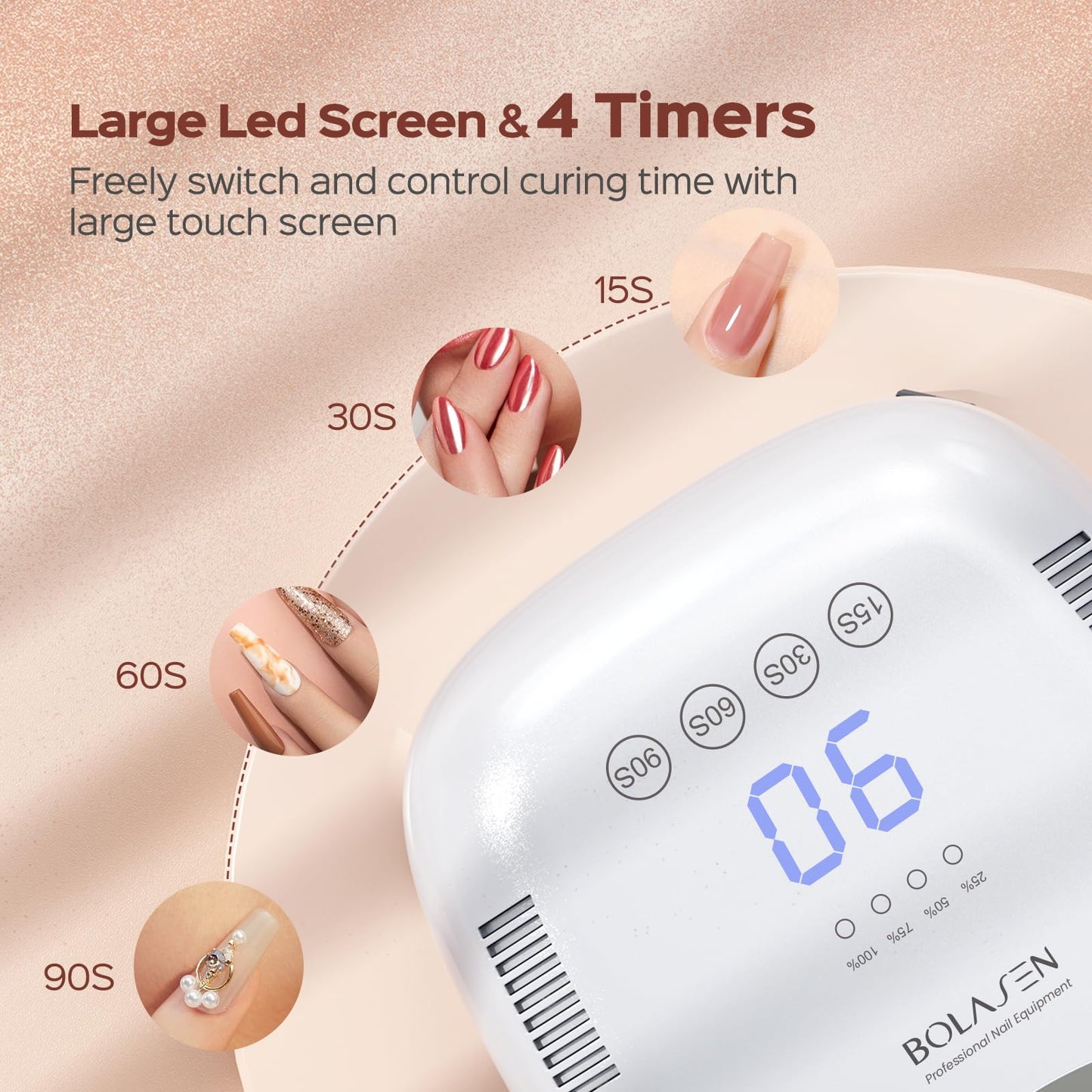 BOLASEN Cordless Rechargeable UV Nail Lamp - UV Light for Gel Nails with Metallic Reflector & Metal Base, 54W Portable Wireless LED Nail Dryer, Professional Fast Charger Curing Lamp for Salon P30 PRO