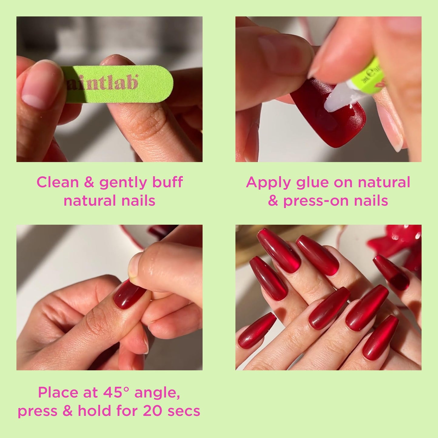 PaintLab Press On Nails - Blue Moonlit Periwinkle 3D Pearl Coffin Fake Nails, 30 Nails in 15 Sizes with Glue, Reusable Salon Quality Press On Nails