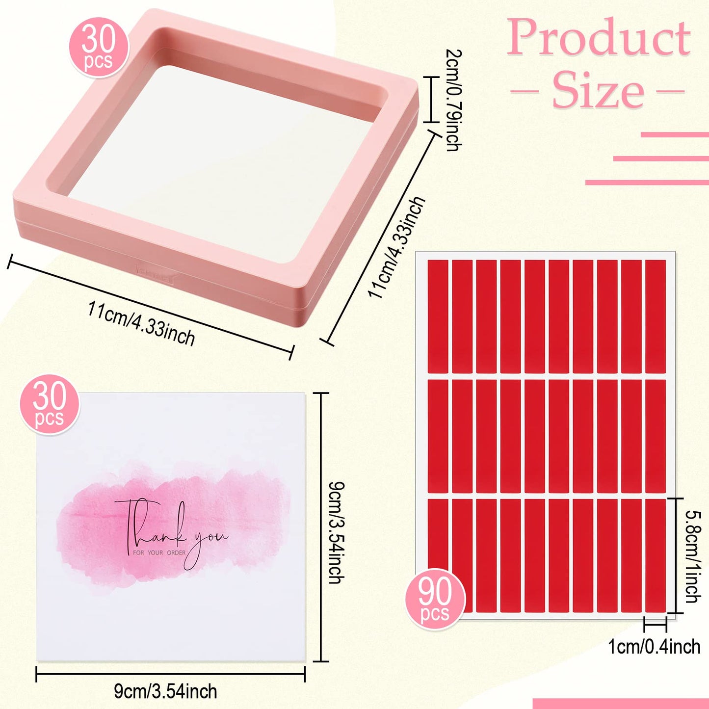 meekoo 30 Pcs Press on Nail Packaging Box with 90 Pcs Adhesive Double Sided Tape Artificial Nail Display Case Storage Container Box Acrylic Packaging Organizer for Art Home Salon(Pink)