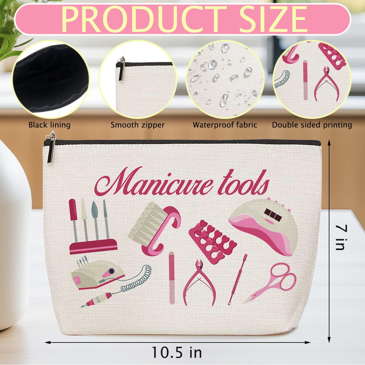2 Pcs Nail Stuff Makeup Bag, Portable Pouch Purse Travel Essentials Organizer Cosmetic Bags for Women, Roomy Travel Makeup Toiletries Accessories, Christmas Birthday Gifts for Women