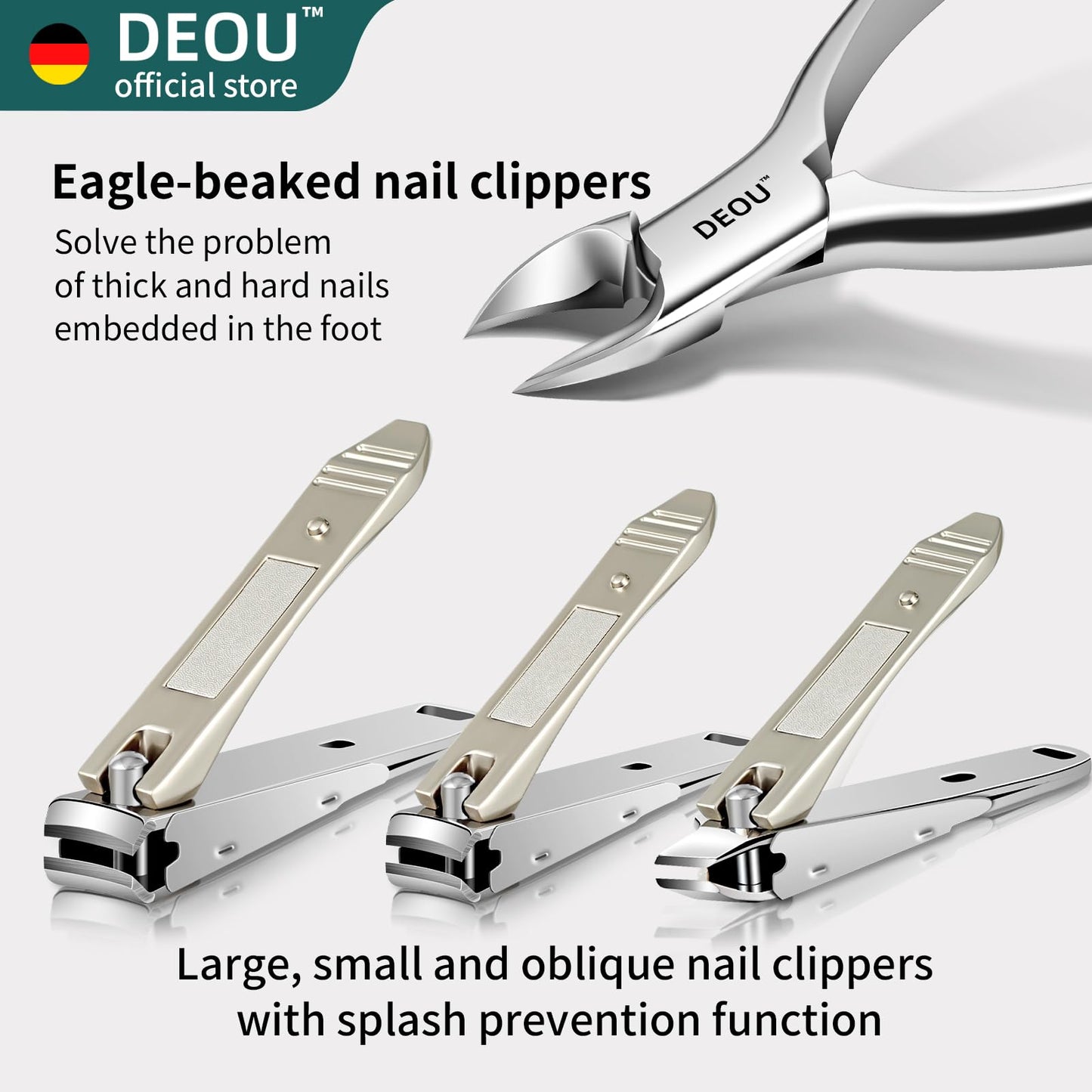 DEOU Manicure Sets Nail Clippers Stainless Steel Manicure and Pedicure kit Girls Professional Nail Files and Men's Grooming Scissors Tools for Home Personal Care or Gifts (Pink Upgraded Version)