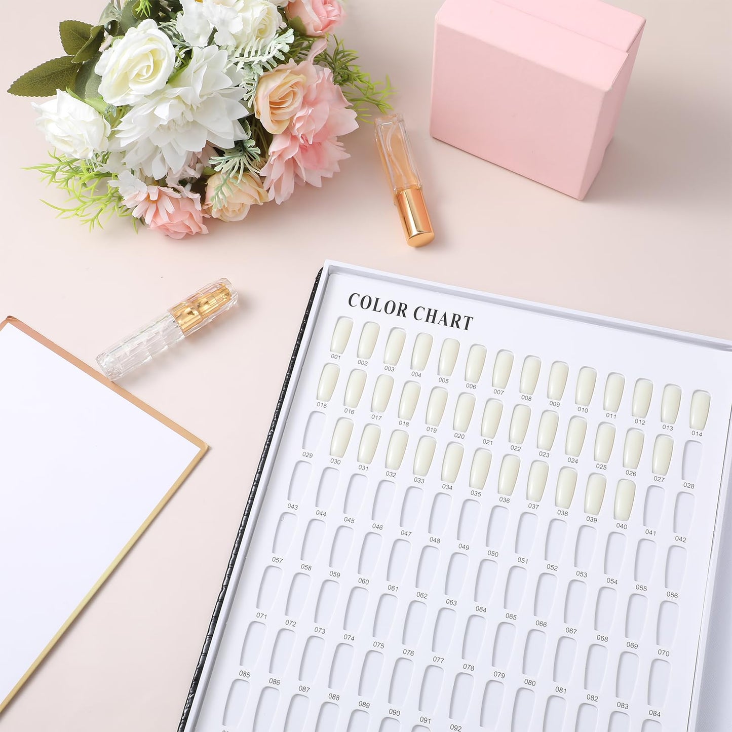 Professional 308 Nail Colors Chart, Black Polish Display Card Book, Nail-Art Salon Display Booklet, Nail Color Swatch Practice Card Design Board