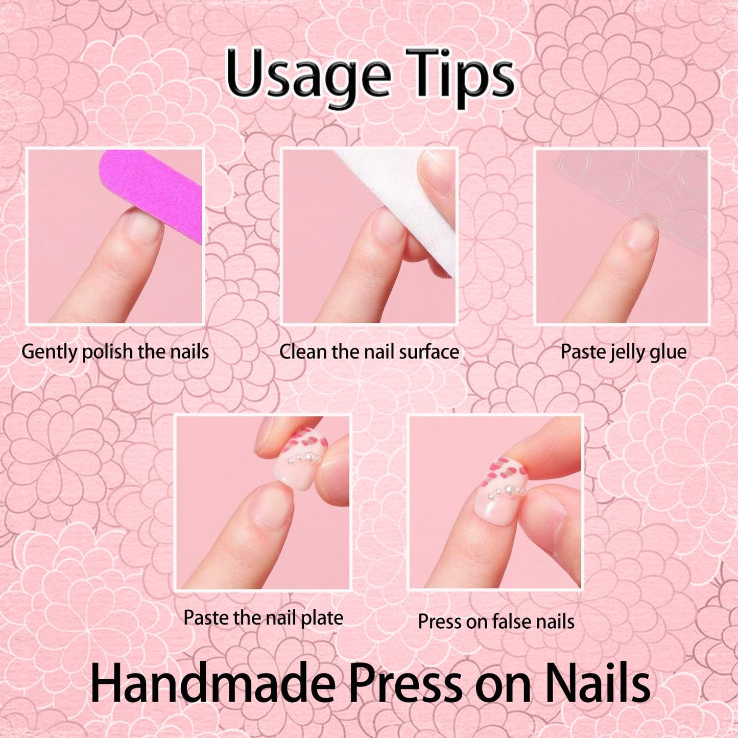 10Pcs Handmade Press on Nails Short Duck Fake Nails with 3D Bow Flower Rhinestone Design French Tip False Nails Black Bow Nail Acrylic Duck Nails Press ons Cute Artificial Stick on Nail for Women (M)