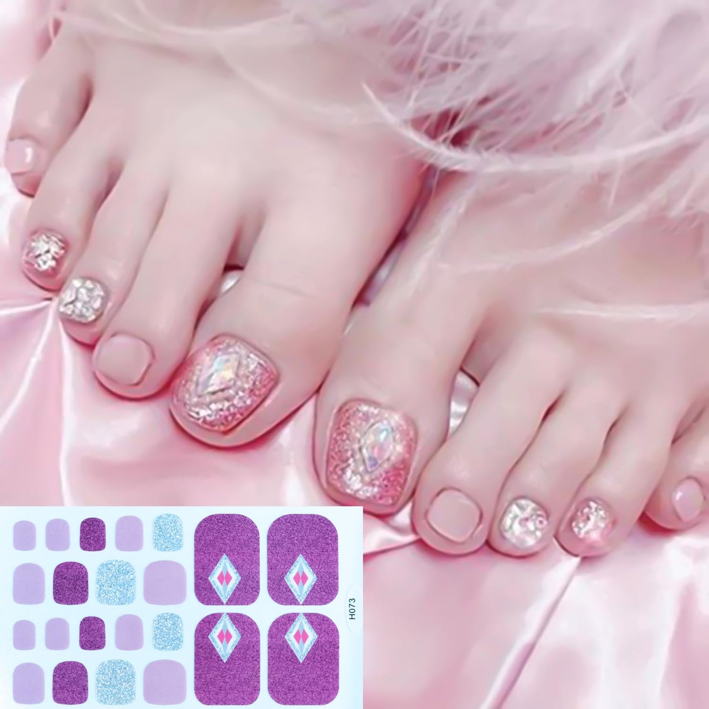 DANNEASY 20 Sheets Toe Nail Stickers Full Nail Wraps for Women - Colorful Self Adhesive Toenails Polish Strips for Toes Gel Strips Toenail Manicure Gel Sticker Nails with File, Cuticle Stick
