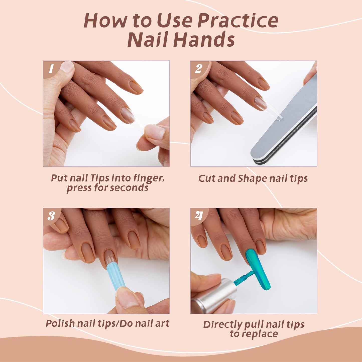 Veikmv Practice Hand for Acrylic Nails,Silicone Nail Practice Kit for Hands,with Flexible Bendable Fingers,Nail Art Gel Polish Practice, Manicure Supplies for Beginners