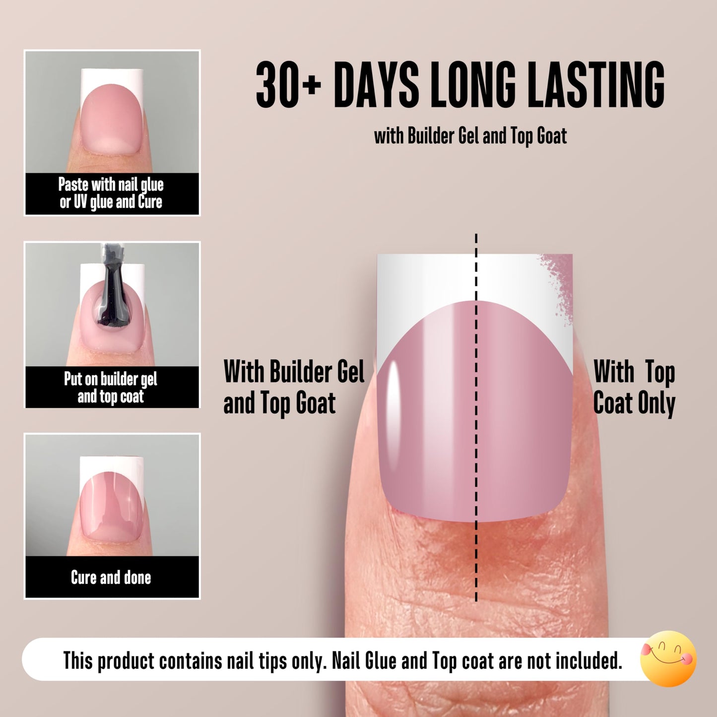 MUTIOVO White French Tip Short Straight Square Nail Tips Press on, BERRY PINK Extra Thick NEED Soft Gel Nail Extension, Need Builder gel & Top,Coat Full Cover False Nails, for DIY x 15 Sizes 150 pcs