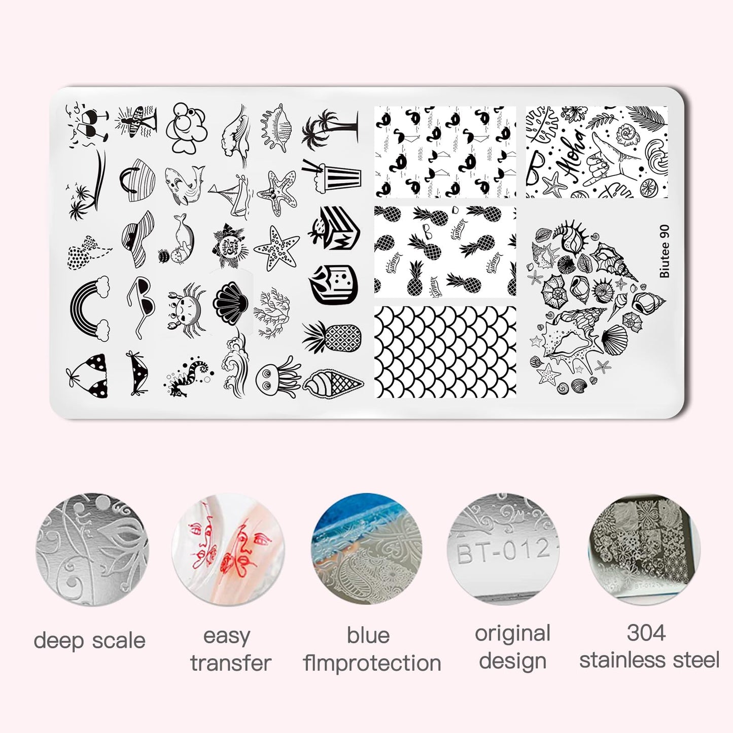 Biutee Nail Stamper Kit with Clear Stamper and Scraper, 10 Nail Stamping Plates and 8 Gel Stamping Polishes, UV Cure Required, Floral Animal Leaves French Nail Art Set for Beginners