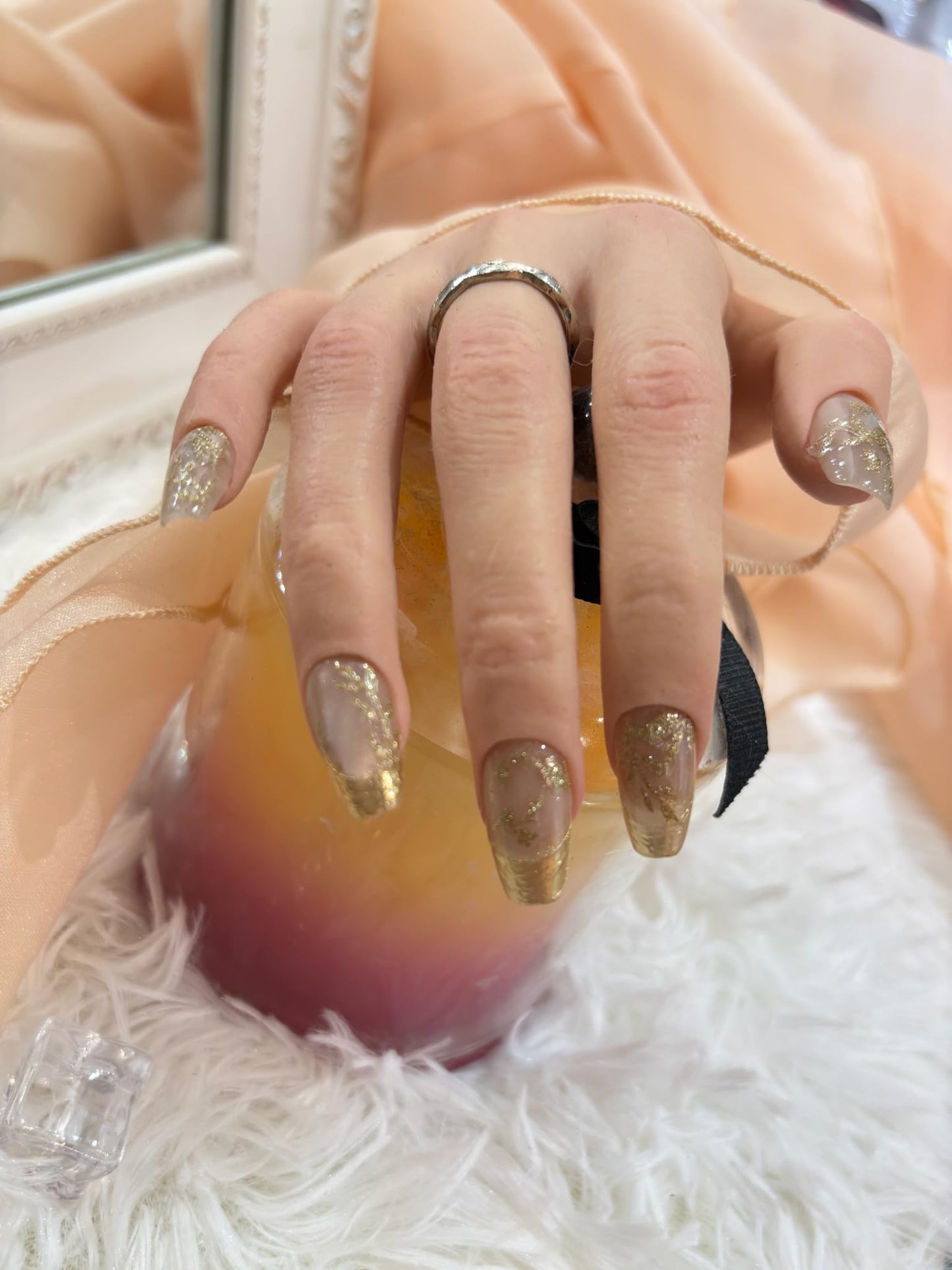 SIMAYKUWA New Chinese Style Nail Stickers - Gold Foil Glitter Golden Branches Jade Leaves Design, Self-Adhesive Nail Art Decals A Set of 1 Sheets