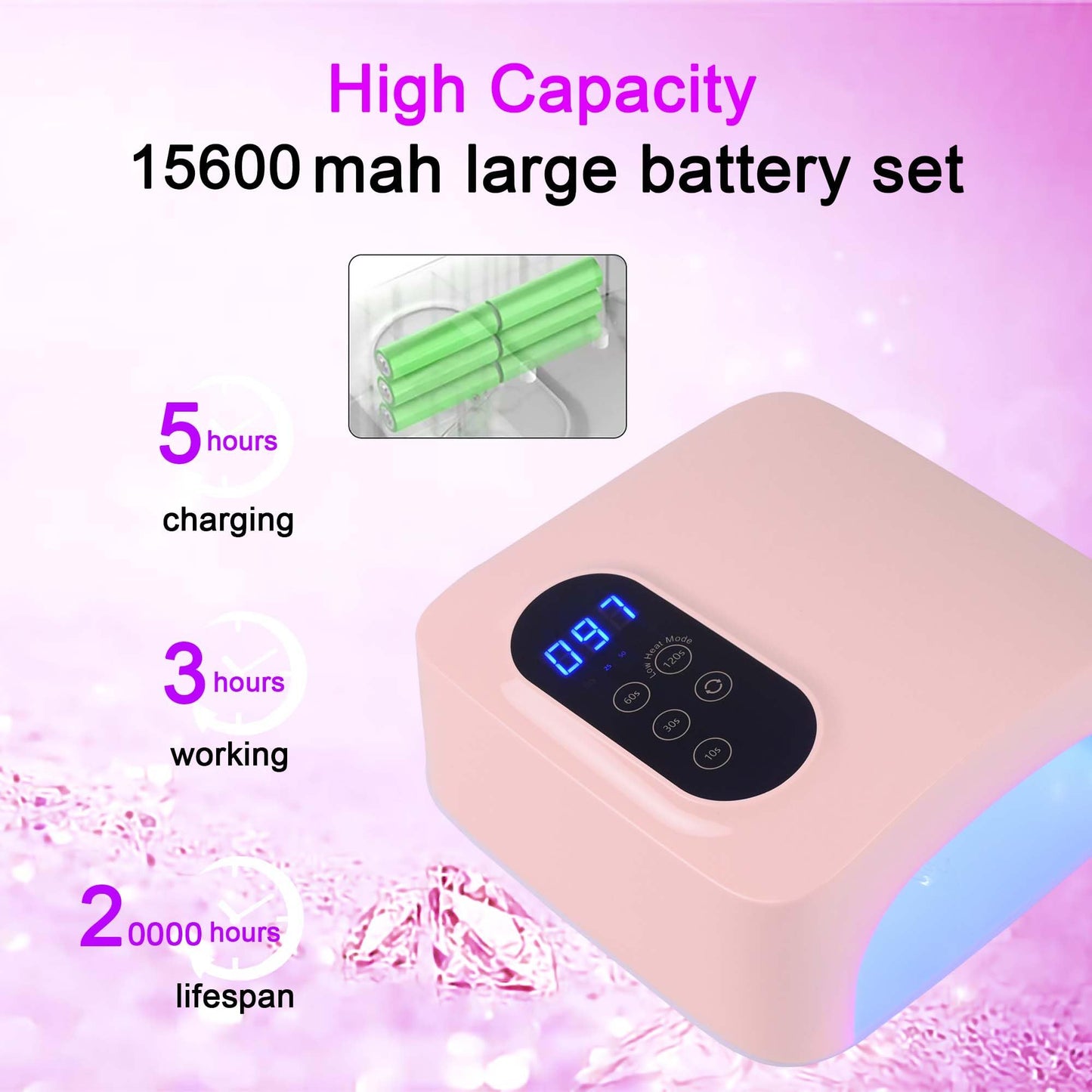 UV Foot Lamp, 78W Rechargeable UV Lamp for Feet, LED Nail Dryer with Hidden Telescopic Bracket, Cordless Nail Gel Polish Curing Floor Light for Nails and Toenail