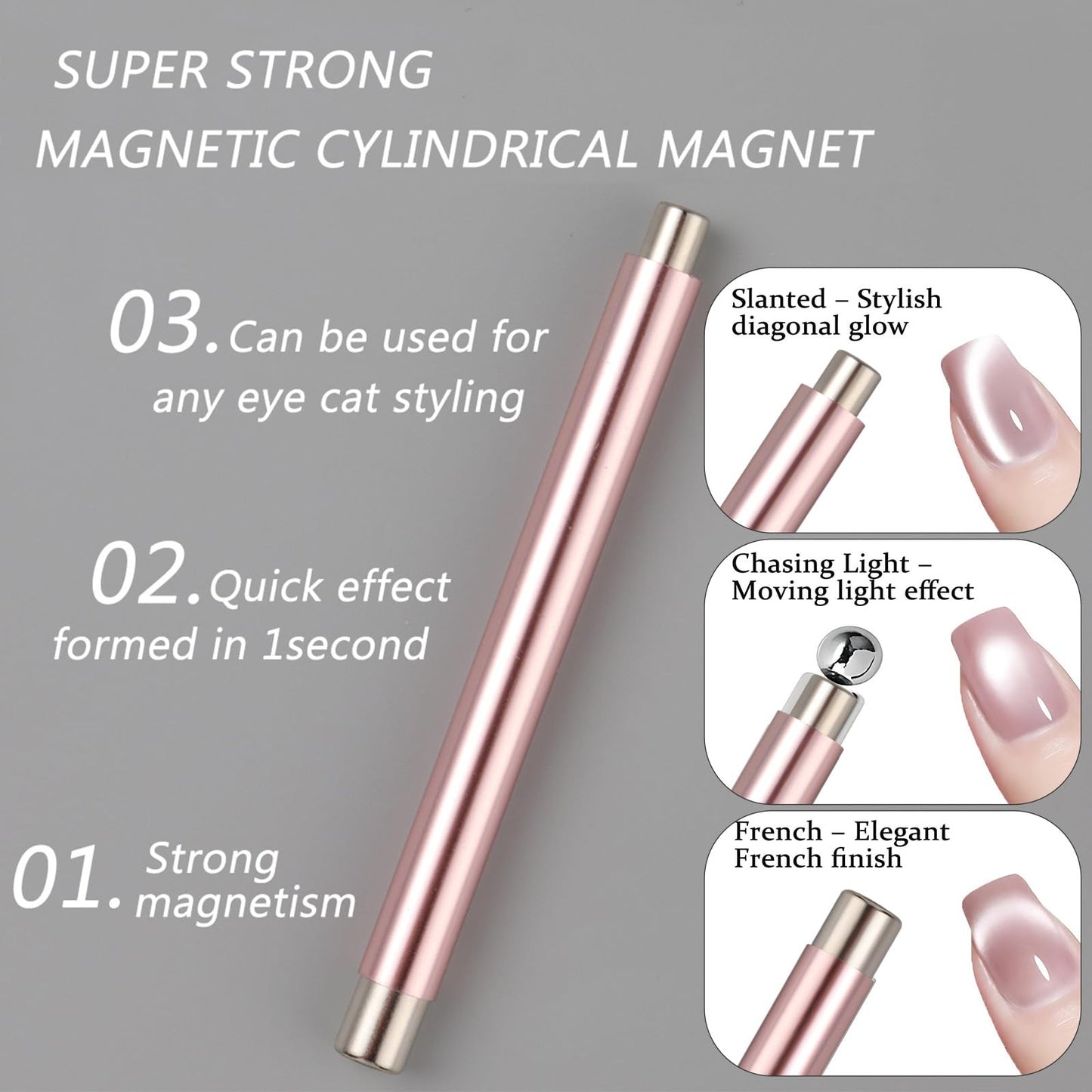 8pcs French Cat Eye Magnet Set,Double Headed V-shape Heart Magnet Strong Magnet Steel Ball Nail Art Magnetic Stick 2 in 1 Magnetic Stick Nail Art Gel Polish Manicure Accessories Tools Set