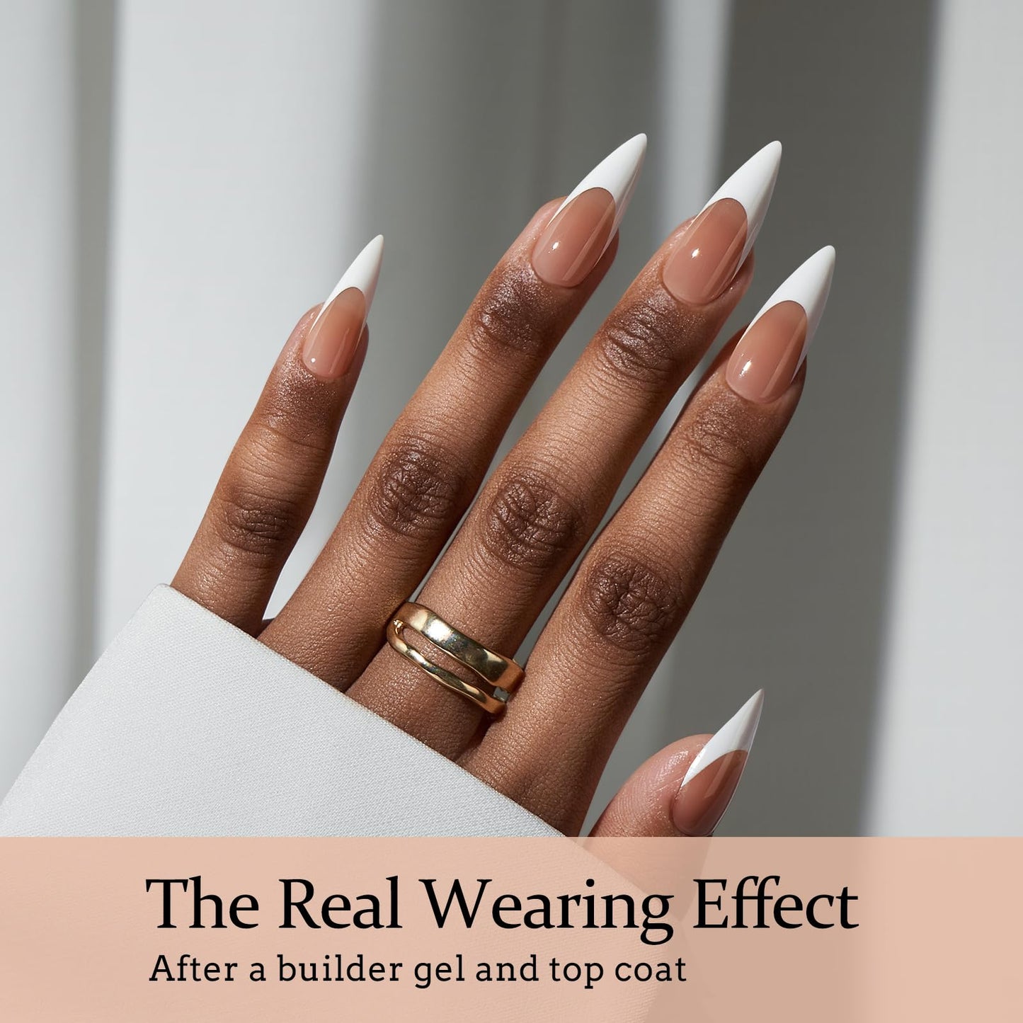 BTArtboxnails French Gel Nail Tips - French Tip Press on Nails Brown Long Stiletto XCOATTIPS, Fake Nails for Nail Art DIY