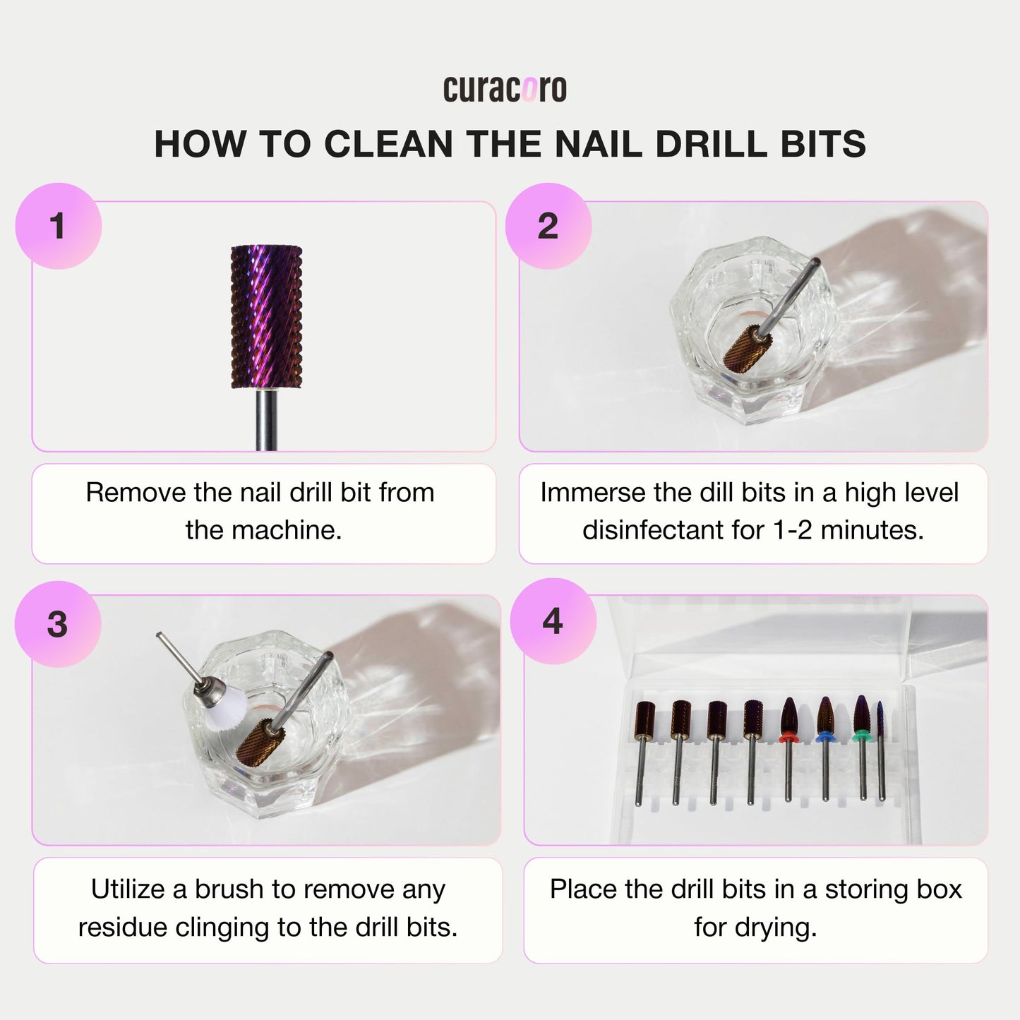 Curacoro Nail Drill Bits 3/32'' - Typhoon Bits, 2 Way, Carbide Bit (Coarse), Fast Remove, Shape & Smooth Acrylic or Gel Nails, Precise Control, for Nail Beds, Nail Art Pedicure Manicure Salon & Home