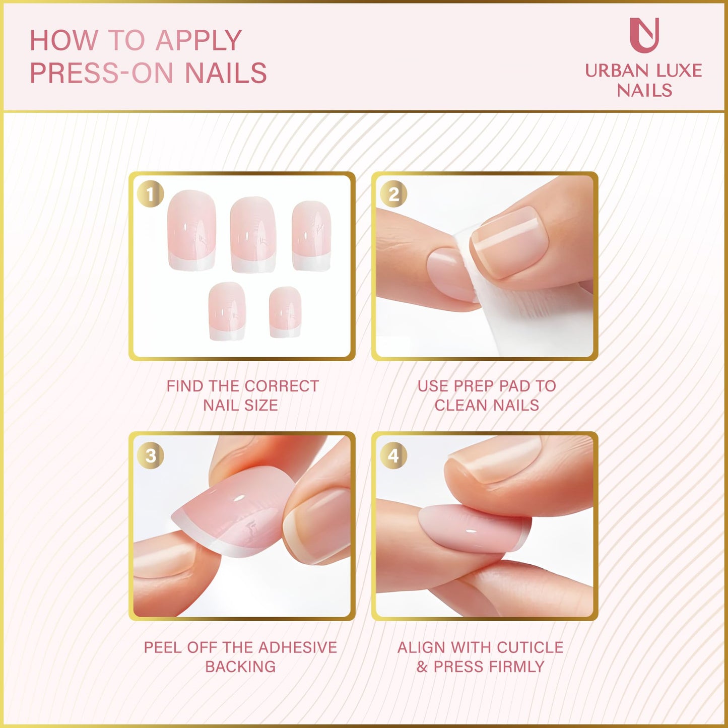 Urban Luxe Nails Premium Press On Nails - Short French Tip Press On Nails with Salon-Quality Finish, 32-Piece Reusable Set with Adhesive Tabs, Includes Jelly Glue for Nails & Prep Tools