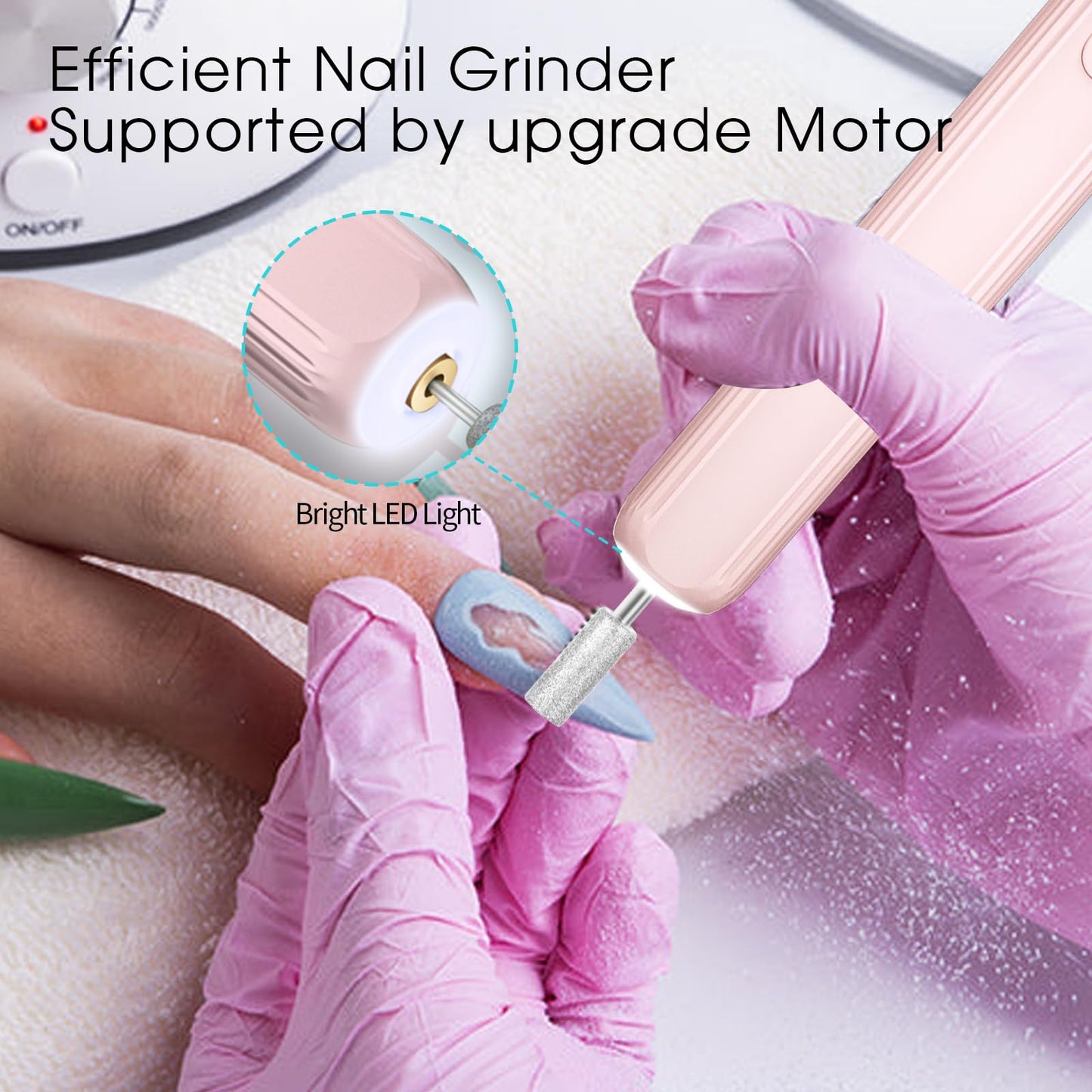 Electric Nail Drill, Professional Manicure Pedicure Kit, Cordless Electric Nail File Set, Rechargeable Pedicure Tools for feet, 3 Speeds Hand Foot Care Nail Drill for Thick Nail Toenail Cuticle