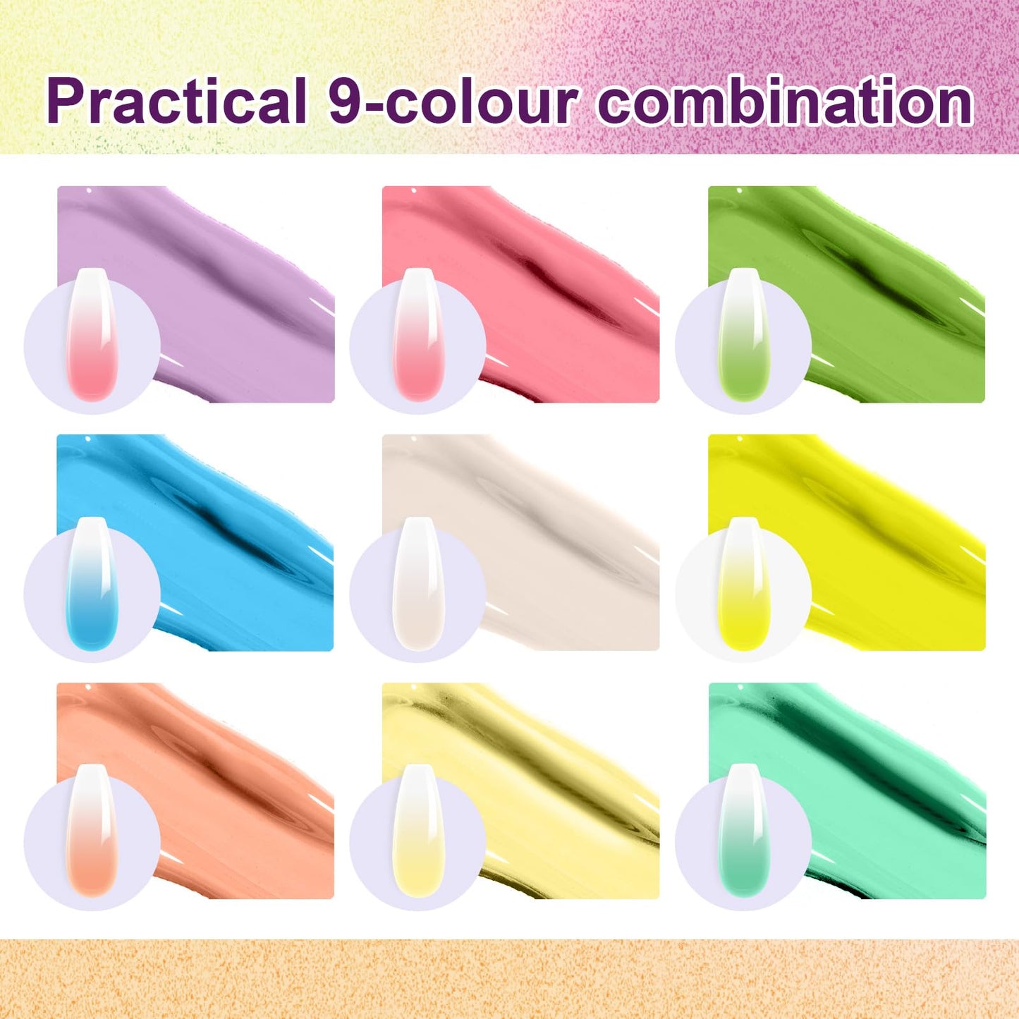 U-Shinein Gradient Painting Gel, 9 Colors Ombre Gel Nail Polish for 3D Nail Sculpting Gel Painting Effect Pigment Pat Nails Aura Nails, French Manicure Long Lasting Home Salon Nail Art Easter Egg