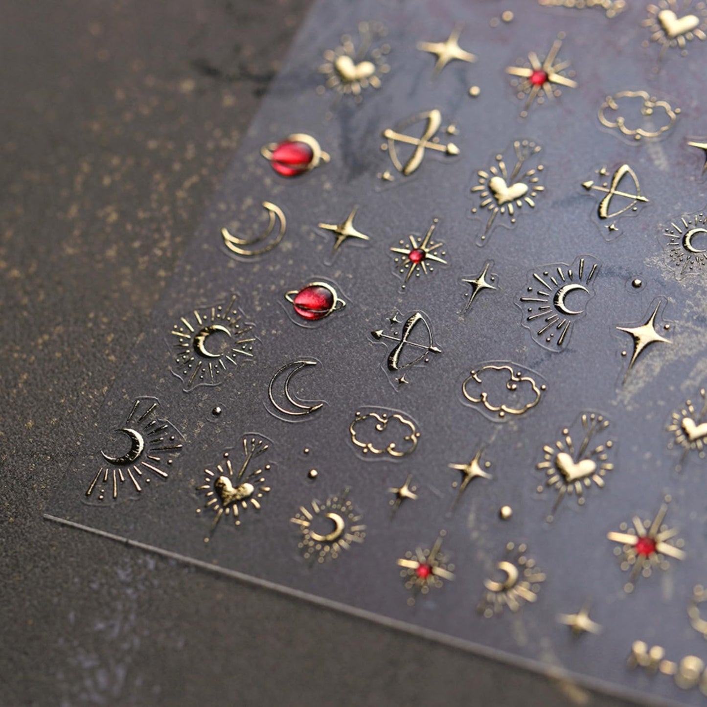 Gold Star Nail Stickers for Nail Art 3D Self Adhesive Moon Heart Nail Art Stickers Gold Star Nail Decals Glitter Nails Design for Acrylic Nails Heart Moon Star Nail Supplies for Women Girls
