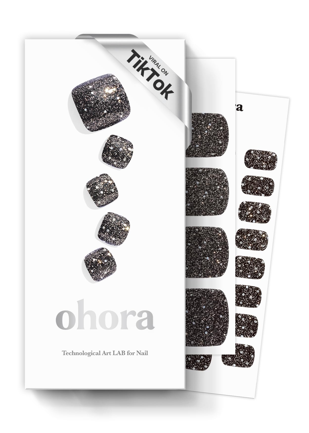 ohora Semi Cured Gel Pedi Strips (P Pirate) - Works with Any Nail Lamps, Salon-Quality, Long Lasting, Easy to Apply & Remove - Includes 2 Prep Pads, Nail File & Wooden Stick
