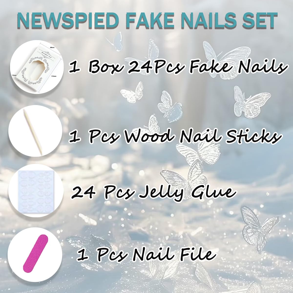 24Pcs Square Press on Nails Short French Tip Nails with 3D White Bow and Rhinestones, Pink Fake Nails Glossy Acrylic Stick on Nails Reusable False Nails for Women Wedding Party Daily DIY Manicure