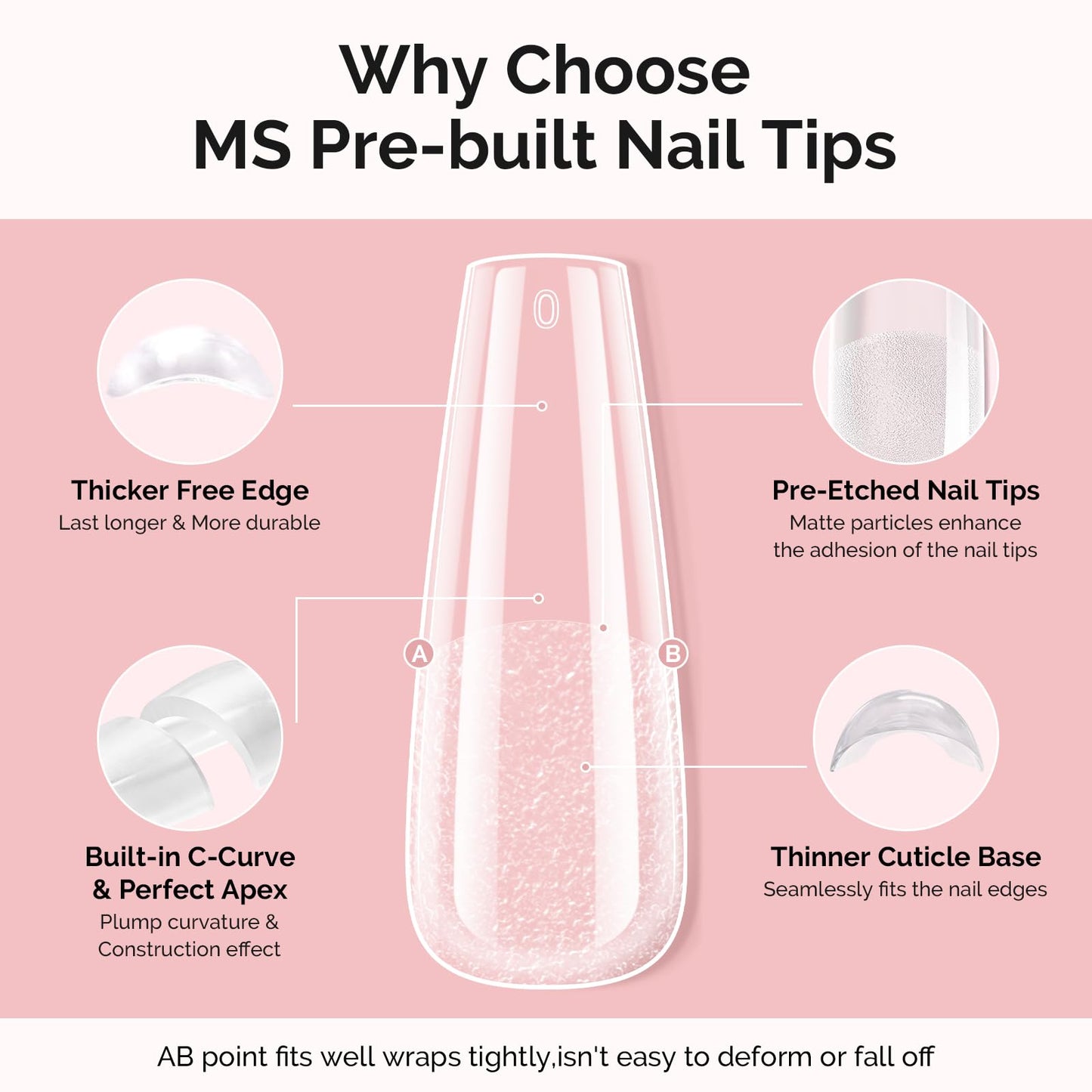 MelodySusie Long Coffin Gel Nail Tips Kit-300Pcs Pre-Building Apex Fake Nail Tips 20g Solid Nail Glue Gel,Half Matte Full Cover Clear Acrylic Nail,15Sizes Thick Strong Long Lasting for Home DIY&Salon