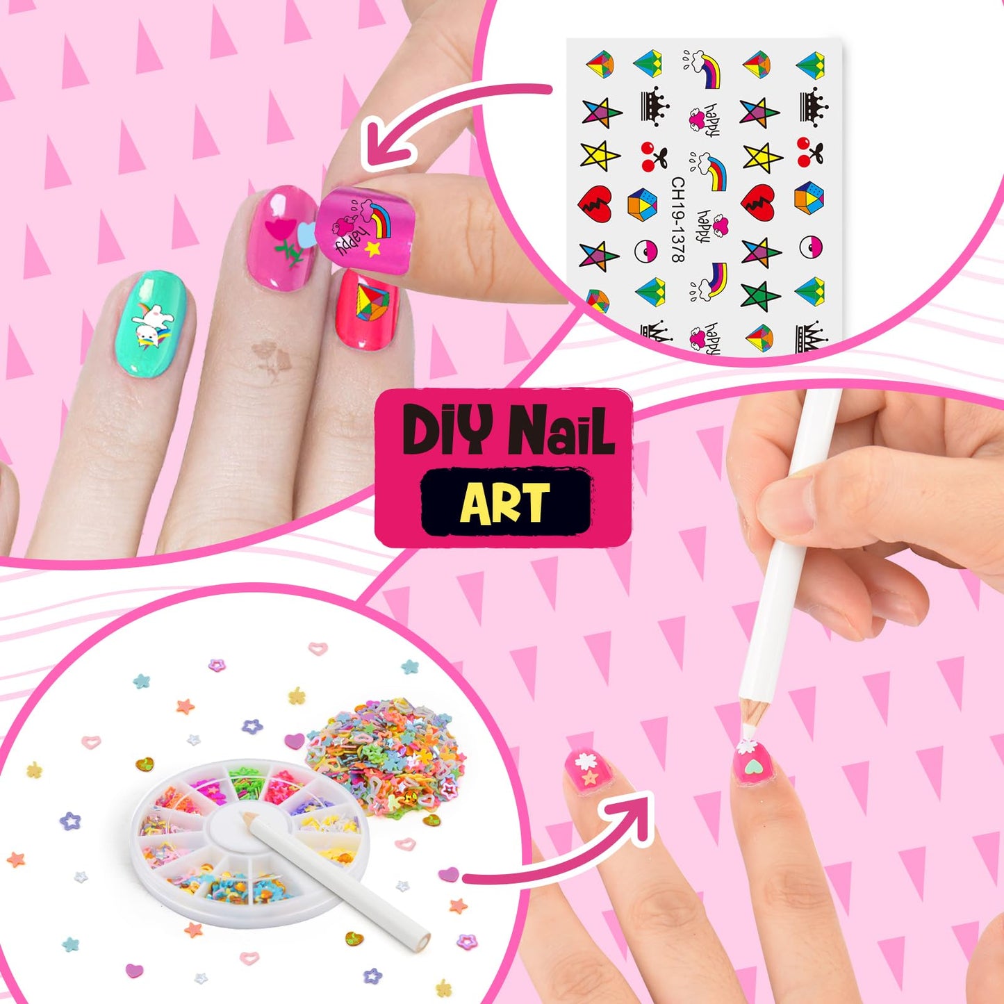 Ylovetoys Kids Nail Polish Set for Girls, Nail Art Kit for Kids Ages 7-12, All-in-One Nail Salon with Nail Dryer & Press On False Nails,DIY Decorative,Non-Toxic Polish,Stickers, Little Girl Gift Toys