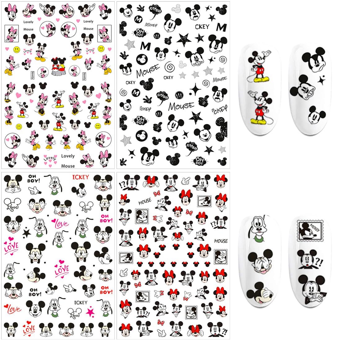 Cute Nail Art Stickers 3D Self-Adhesive Nail Decals Party Favors Gifts for Women Cute Nails Design Supplies Cartoon Designer Nails Art Decoration 10pcs