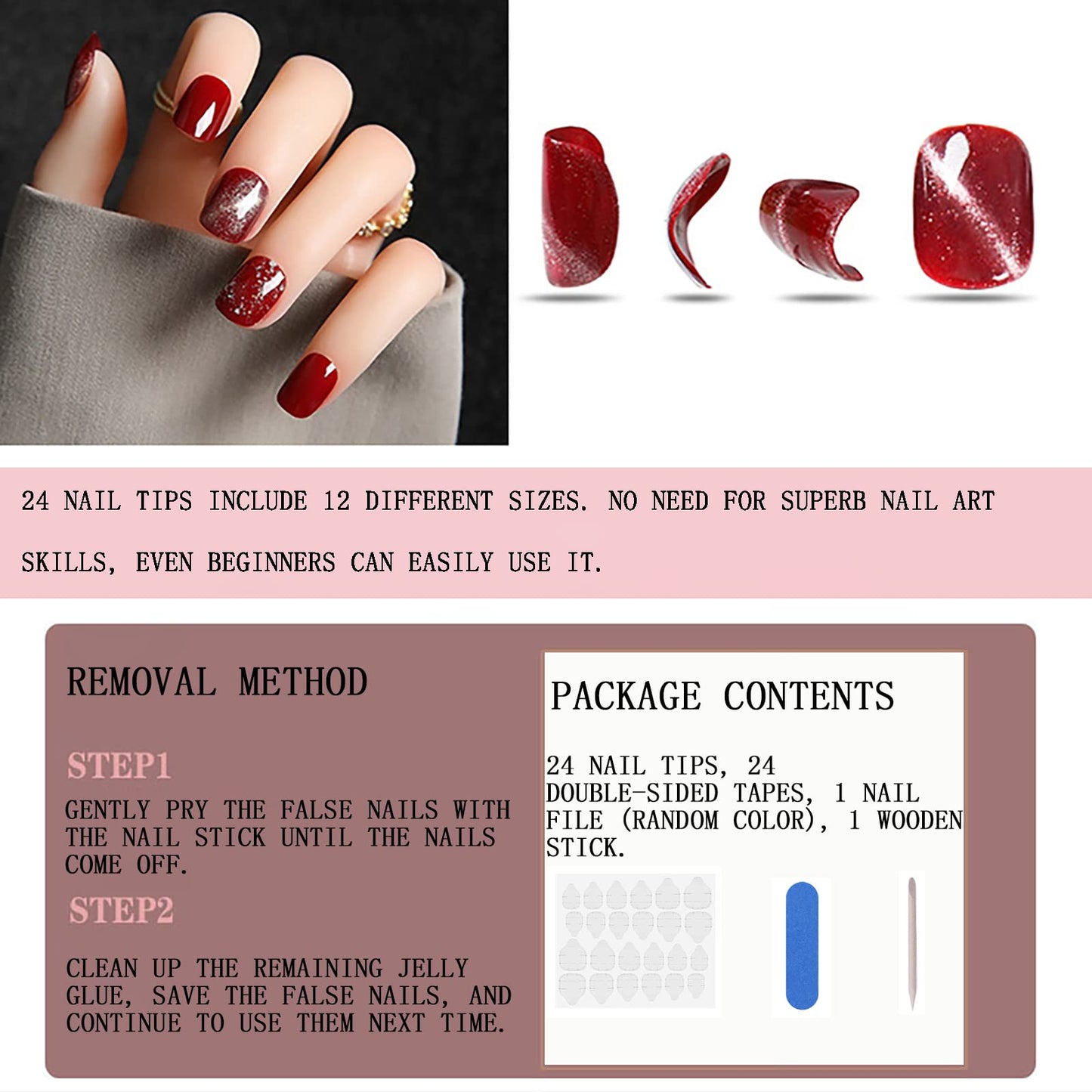 Short Almond Press on Nails With White French Tip Fake Nails Nude Pink Press ons with Silver Line Design Acrylic False Nails Glossy Artificial Stick on Nails for Women Girls 24 Pcs