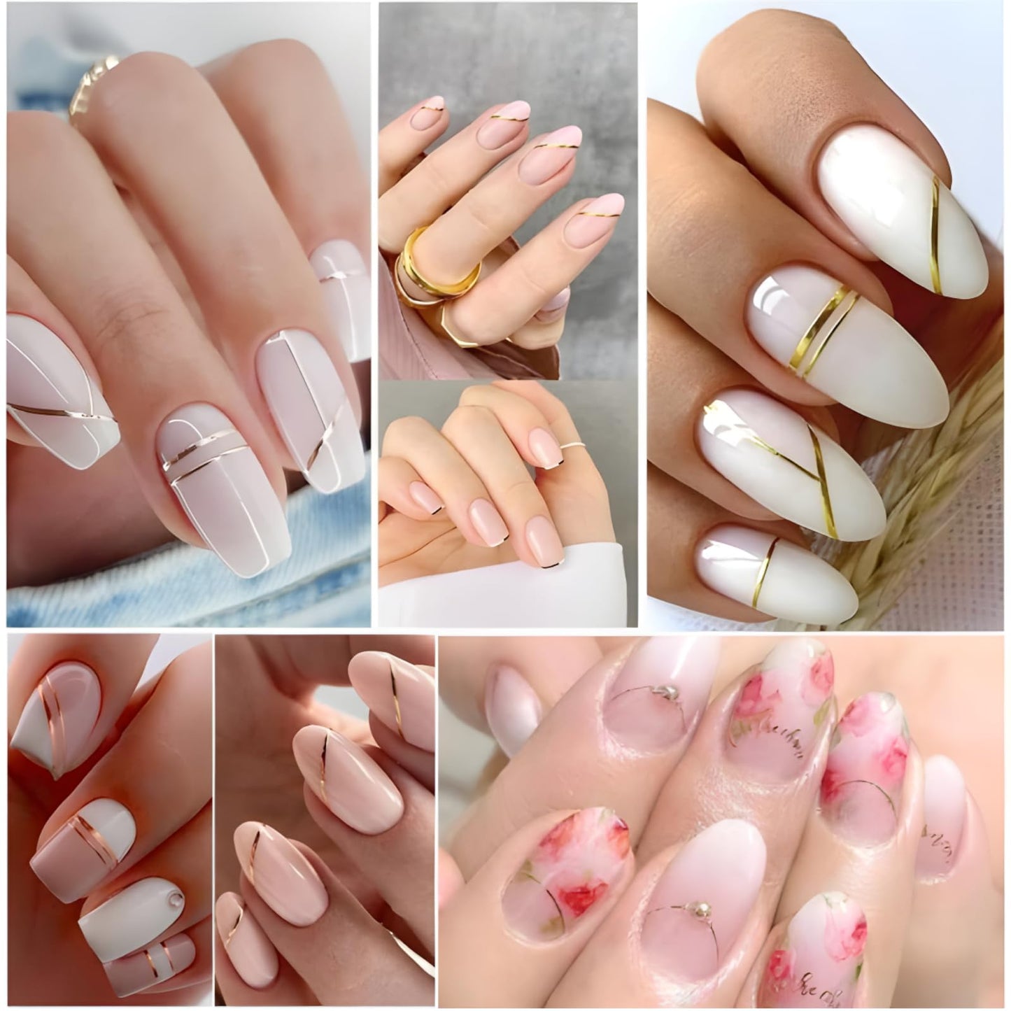 12 Sheets Gold Nail Stickers for Nail Art 3D Self Adhesive Line Nail Decals Gold Nail Art Stickers Gold Stripe Wave Nail Design French Nail Supplies for DIY Manicure Decoration for Women
