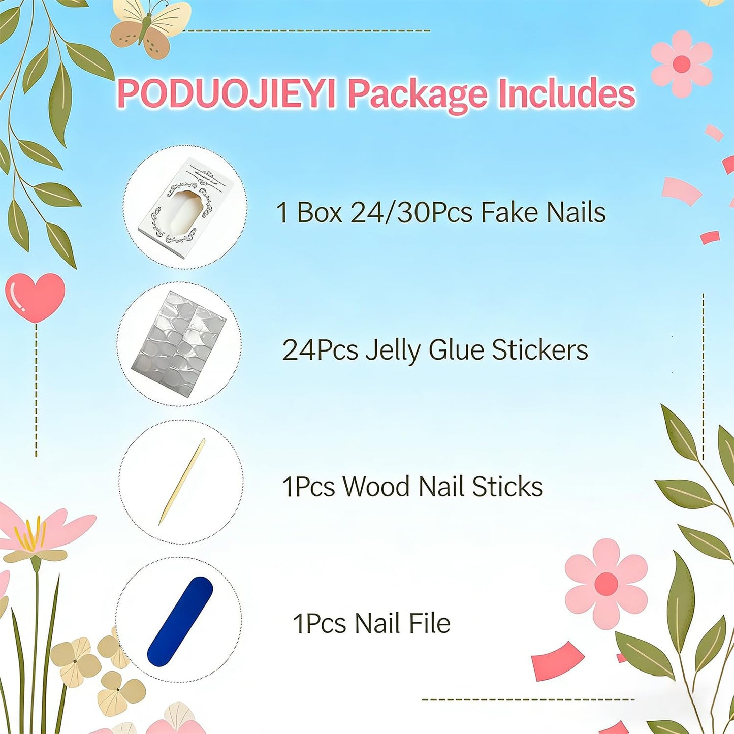 Flower Press on Nails Medium Alomnd Fake Nails with 3D Floral French Flower False Nails Press ons Spring Summer Polka Dot Acrylic Nails for Women Nail Decorations