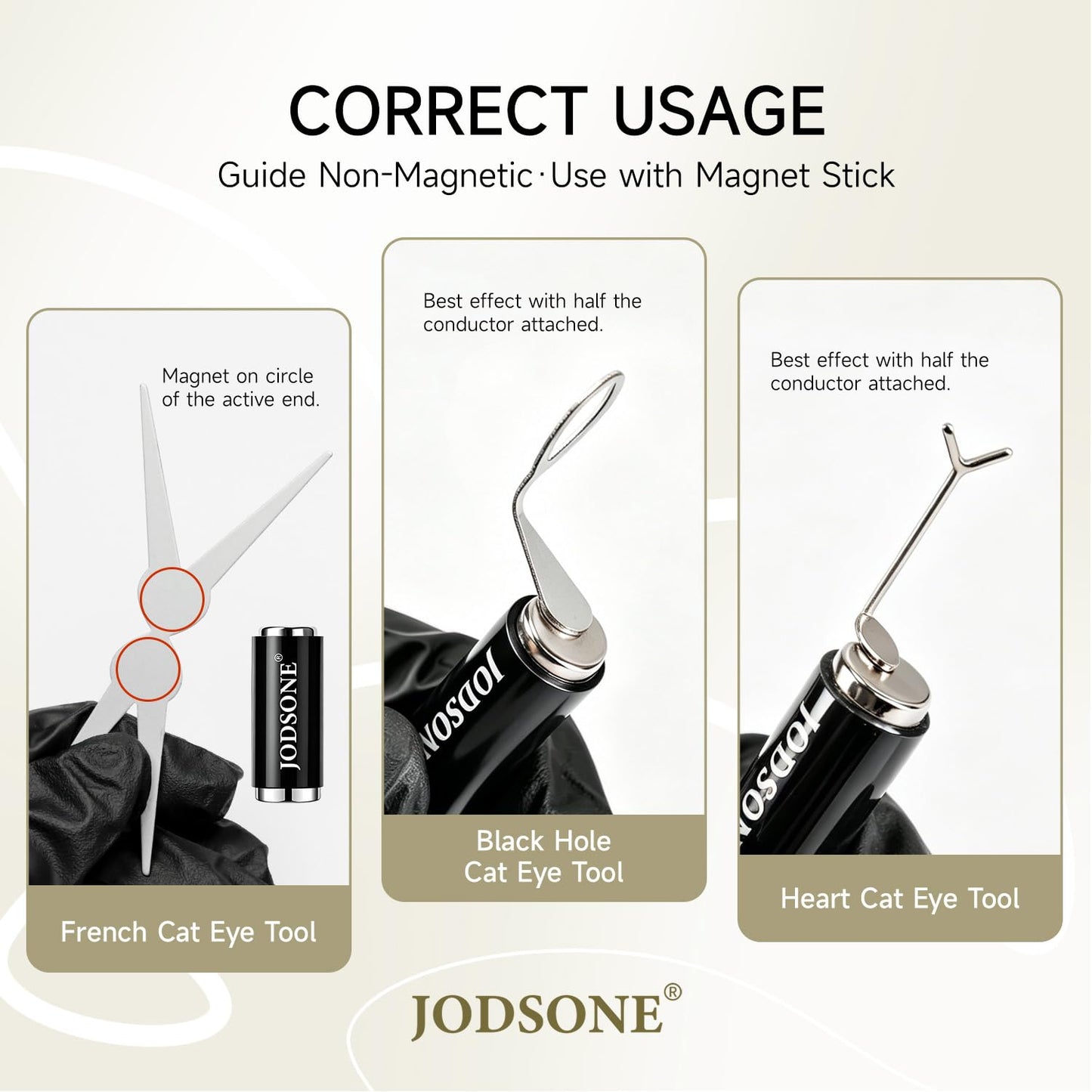 JODSONE Cat Eye Magnet Set for Nails,3-in-1 Cylinder Cat Eye Magnet with Ball Magnets, Magnetic Nail Art Pen, French & Black Hole Metal Nail Art Guides for Cat Eye Gel Polish